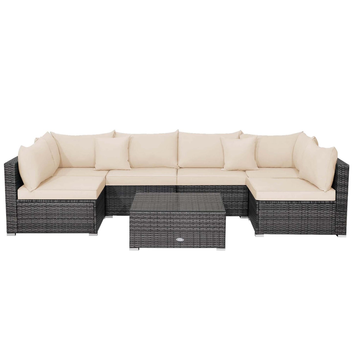 Ensemble de meubles de patio 7 pièces, canapé sectionnel en rotin avec table basse