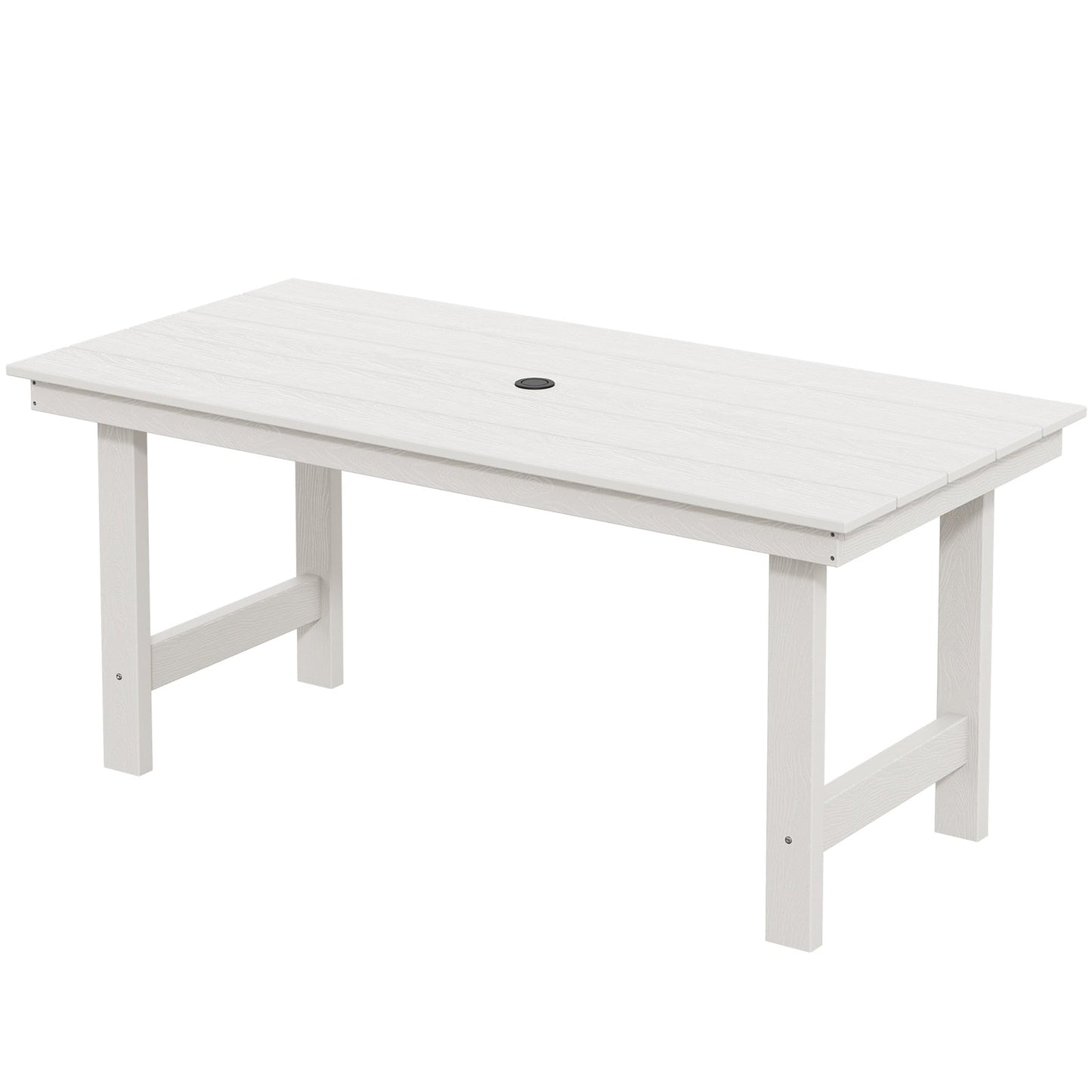 Ensemble de 7 tables à manger d'extérieur en PEHD avec trou pour parasol - 1 table et 6 chaises