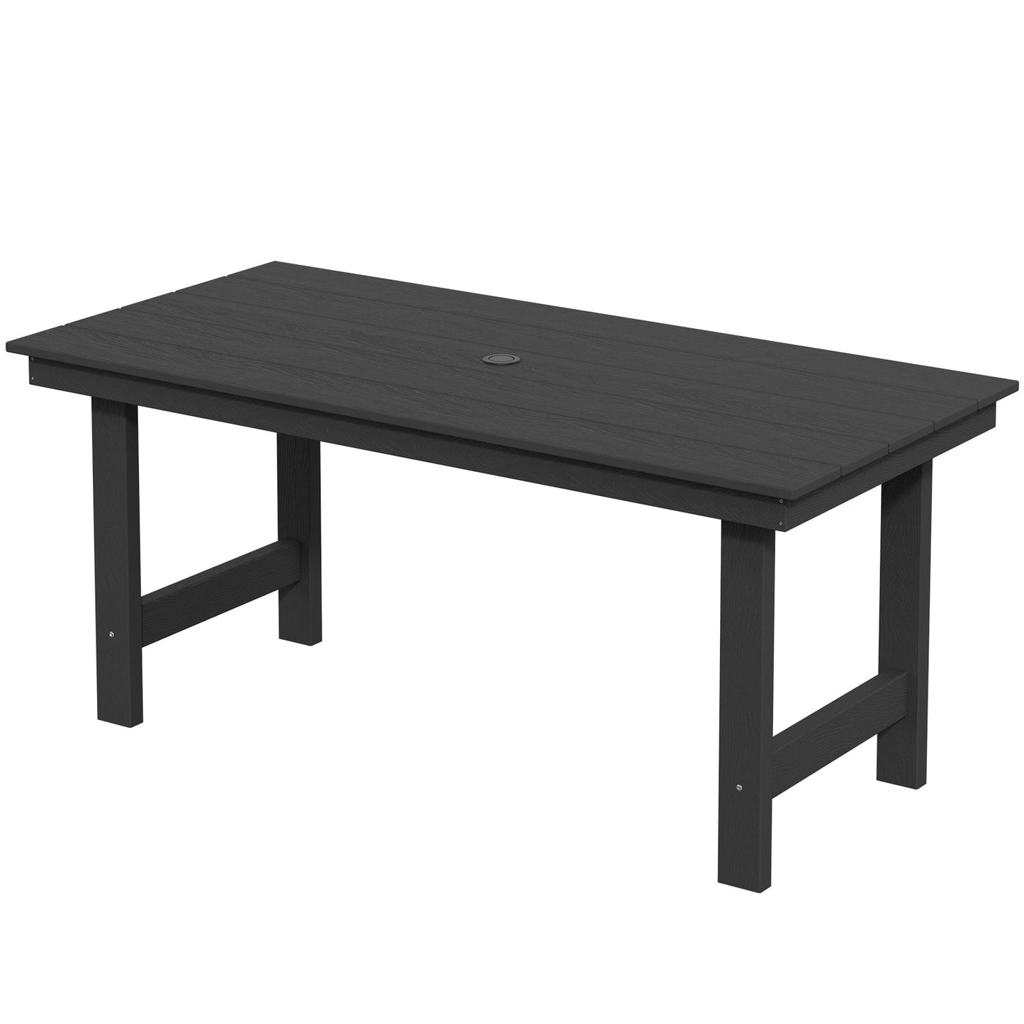 Ensemble de 7 tables à manger d'extérieur en PEHD avec trou pour parasol - 1 table et 6 chaises