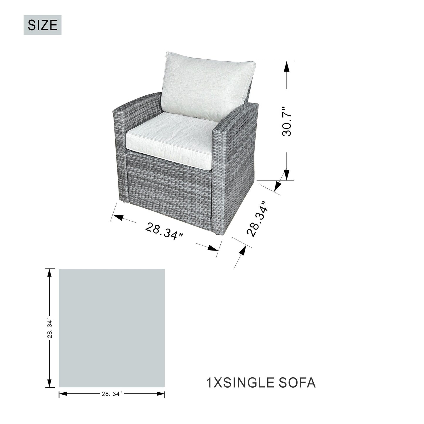 Ensemble de 7 canapés de patio en rotin avec table à manger et fauteuils en aluminium