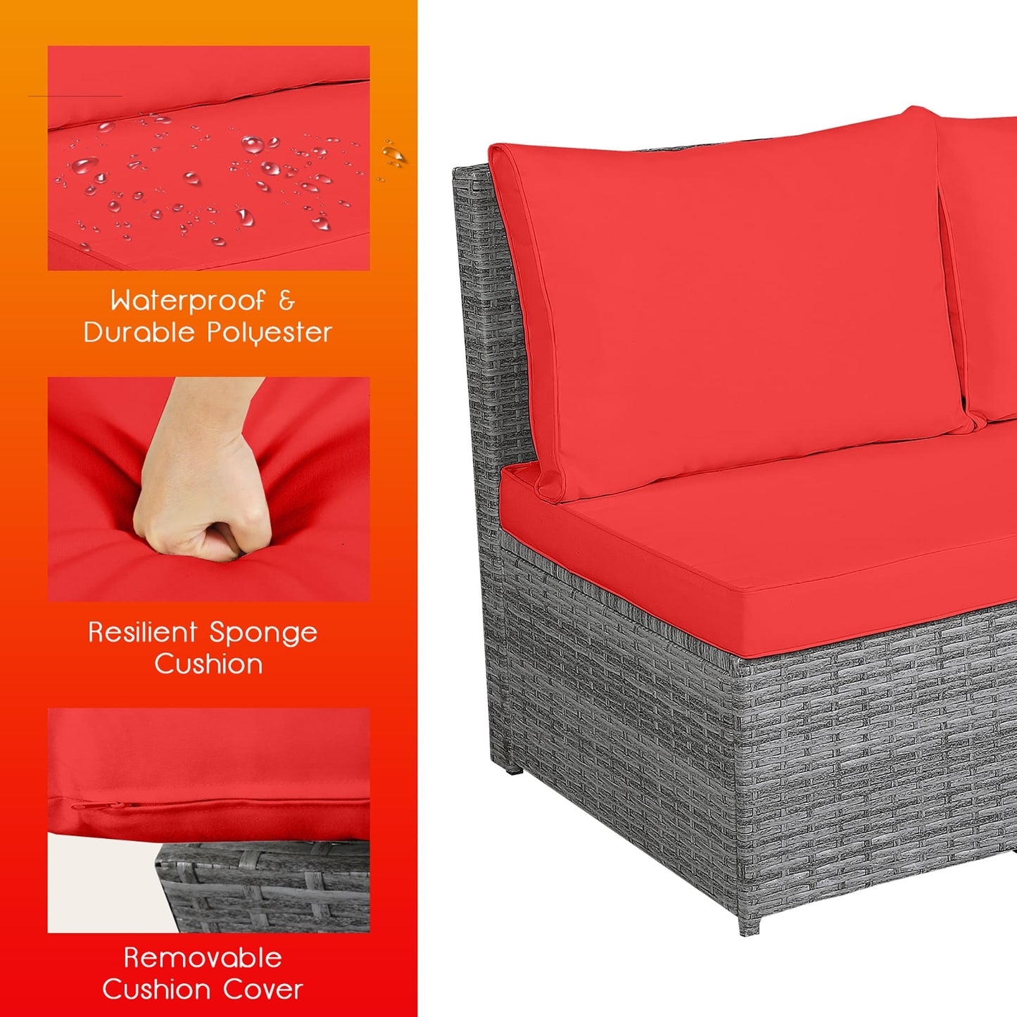 Ensemble de meubles de patio en rotin d'extérieur 7 pièces