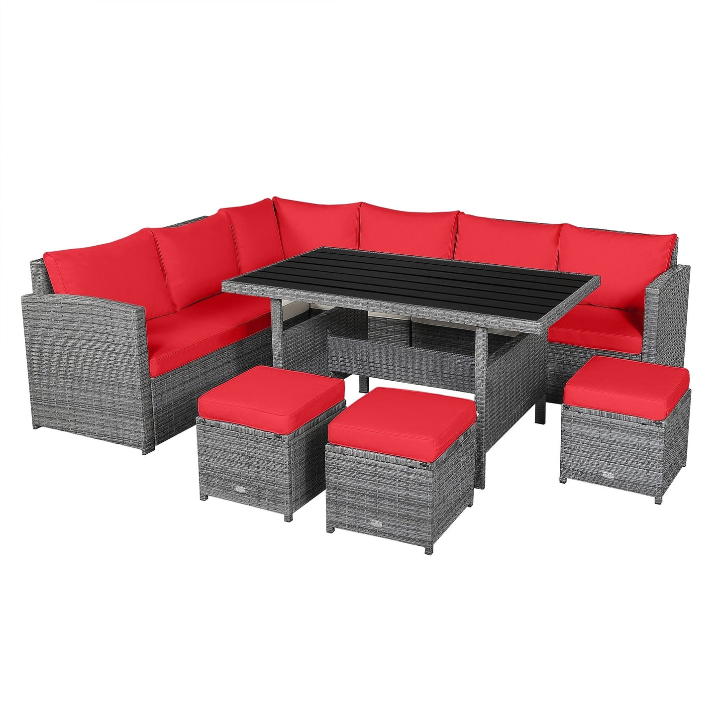 Ensemble de meubles de patio en rotin d'extérieur 7 pièces