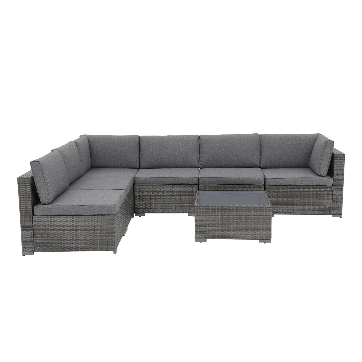 Ensemble de canapés sectionnels en osier de patio 7 pièces avec coussins