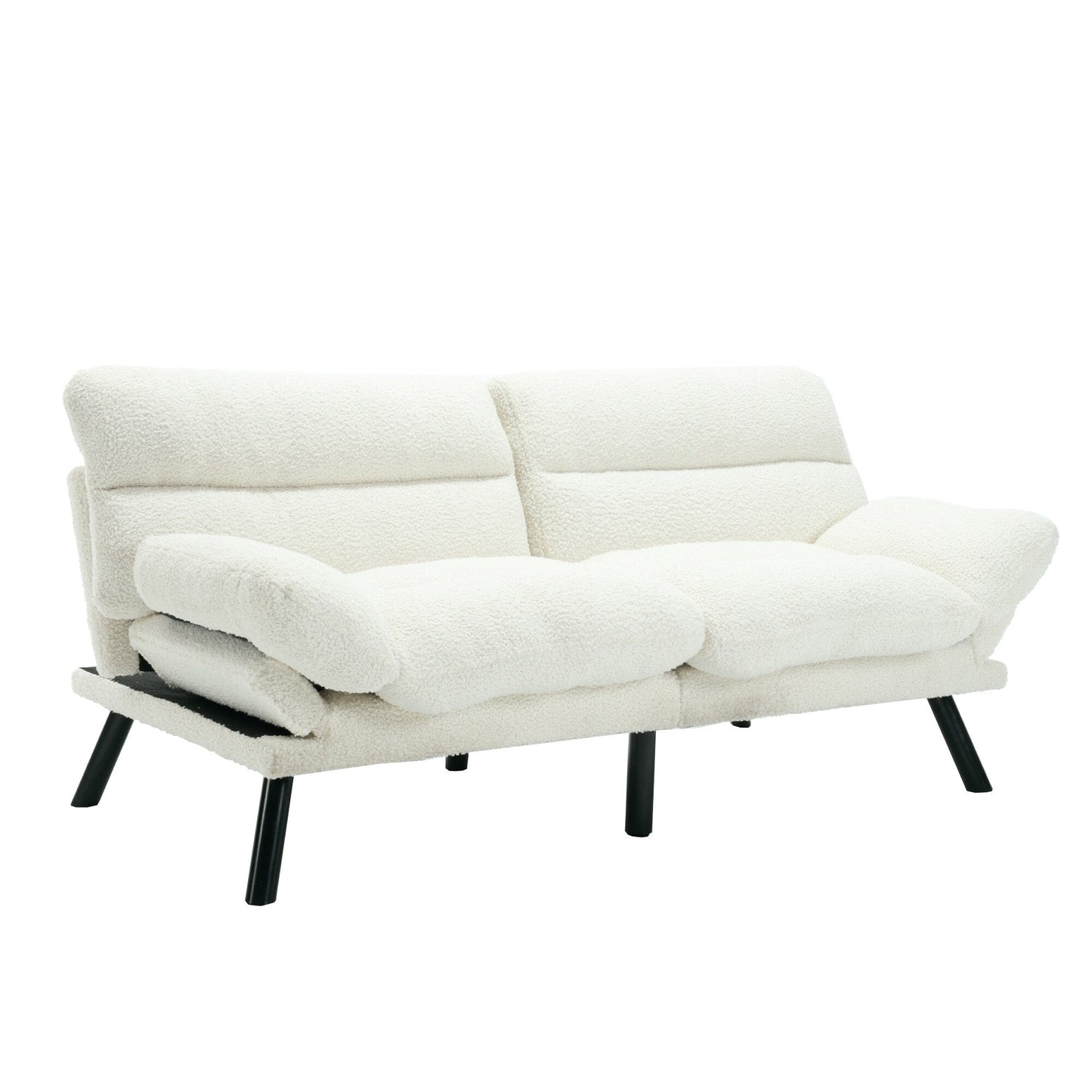 Canapé 2 places en tissu Teddy 70.08 avec coussins épais, pieds en métal et capacité de charge de 600 lb