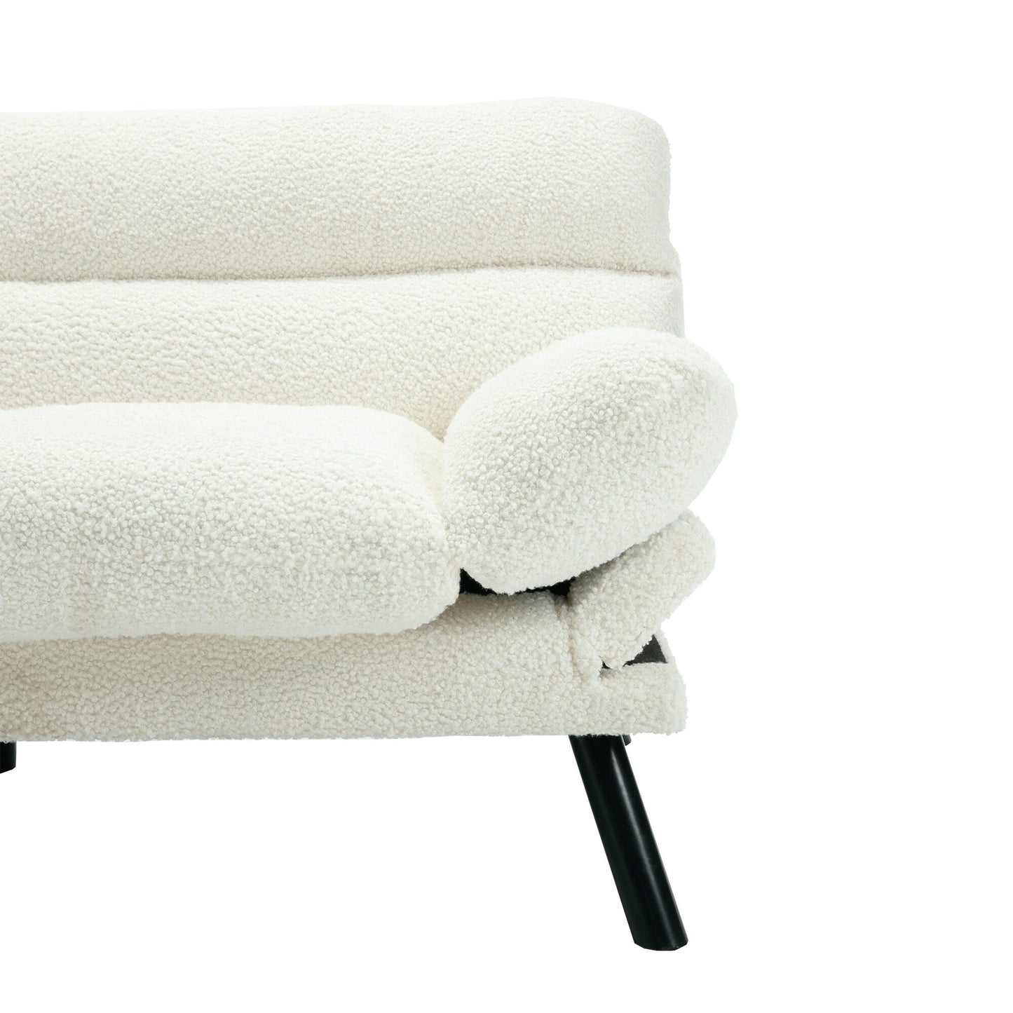 Canapé 2 places en tissu Teddy 70.08 avec coussins épais, pieds en métal et capacité de charge de 600 lb