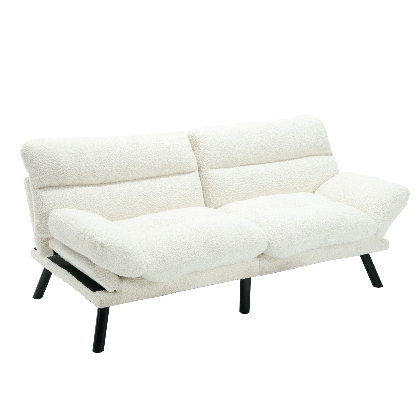 Canapé 2 places en tissu Teddy 70.08 avec coussins épais, pieds en métal et capacité de charge de 600 lb