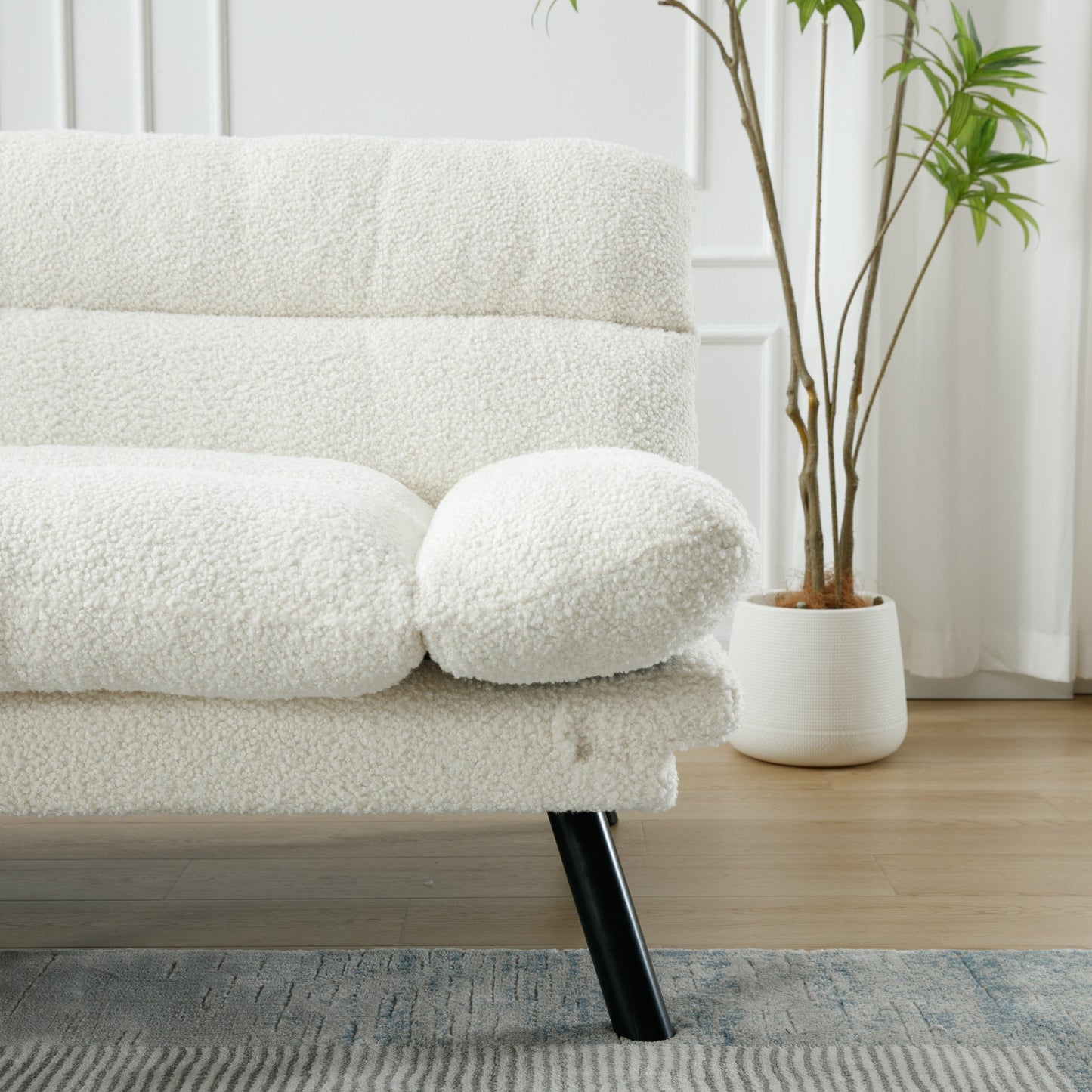 Canapé 2 places en tissu Teddy 70.08 avec coussins épais, pieds en métal et capacité de charge de 600 lb