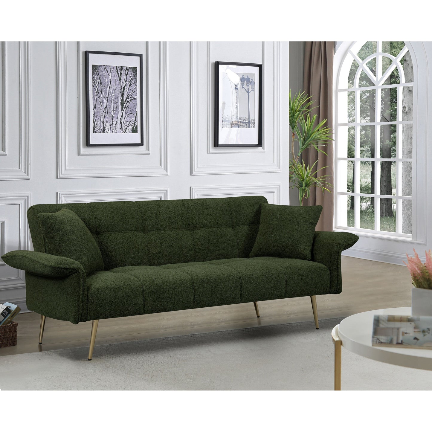 Canapé-lit double convertible avec accoudoirs rabattables - 31,10 x 70,00 x 31,49