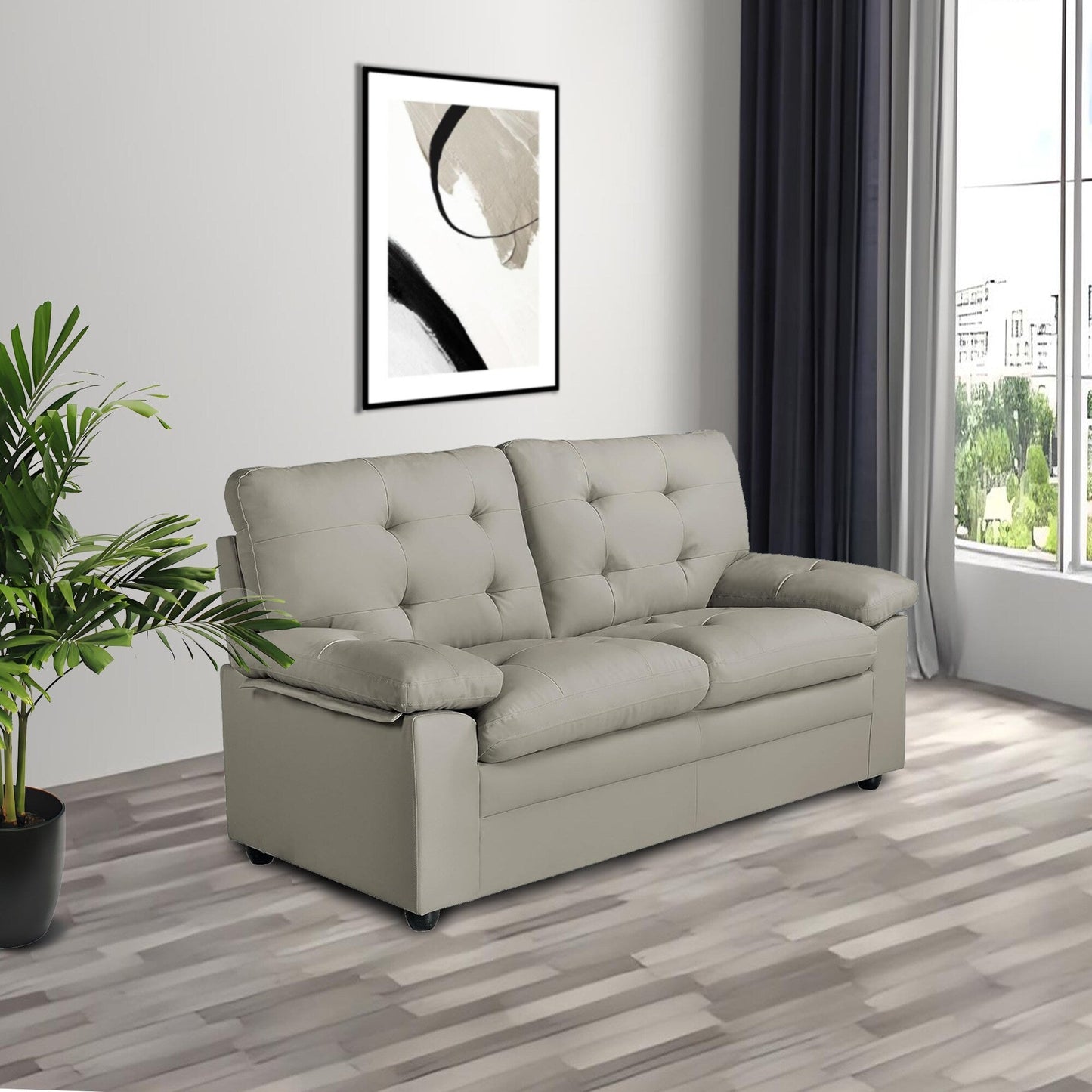 Canapé d'appartement capitonné 3 places en similicuir 70,5 avec cadre en bois dur séché au four pour le salon