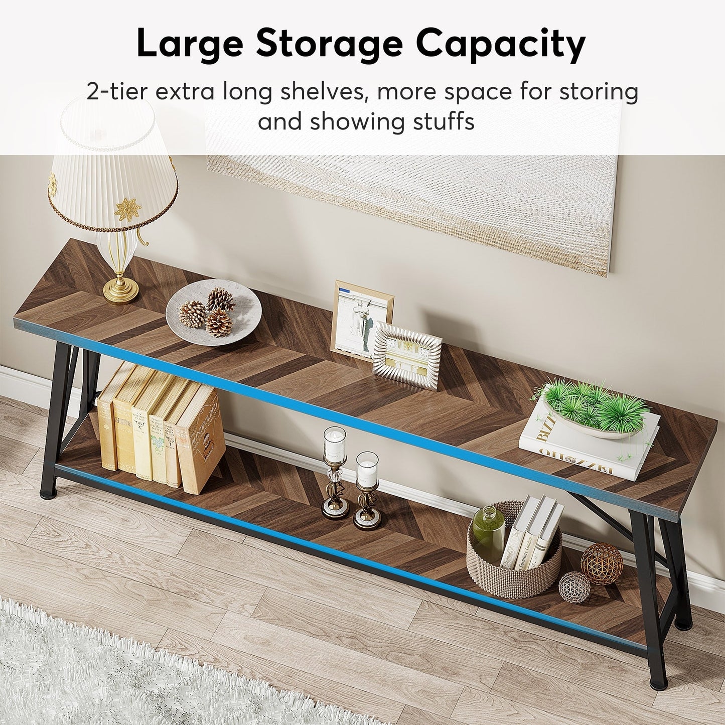 Table console d'entrée industrielle extra-longue de 70,9 pouces