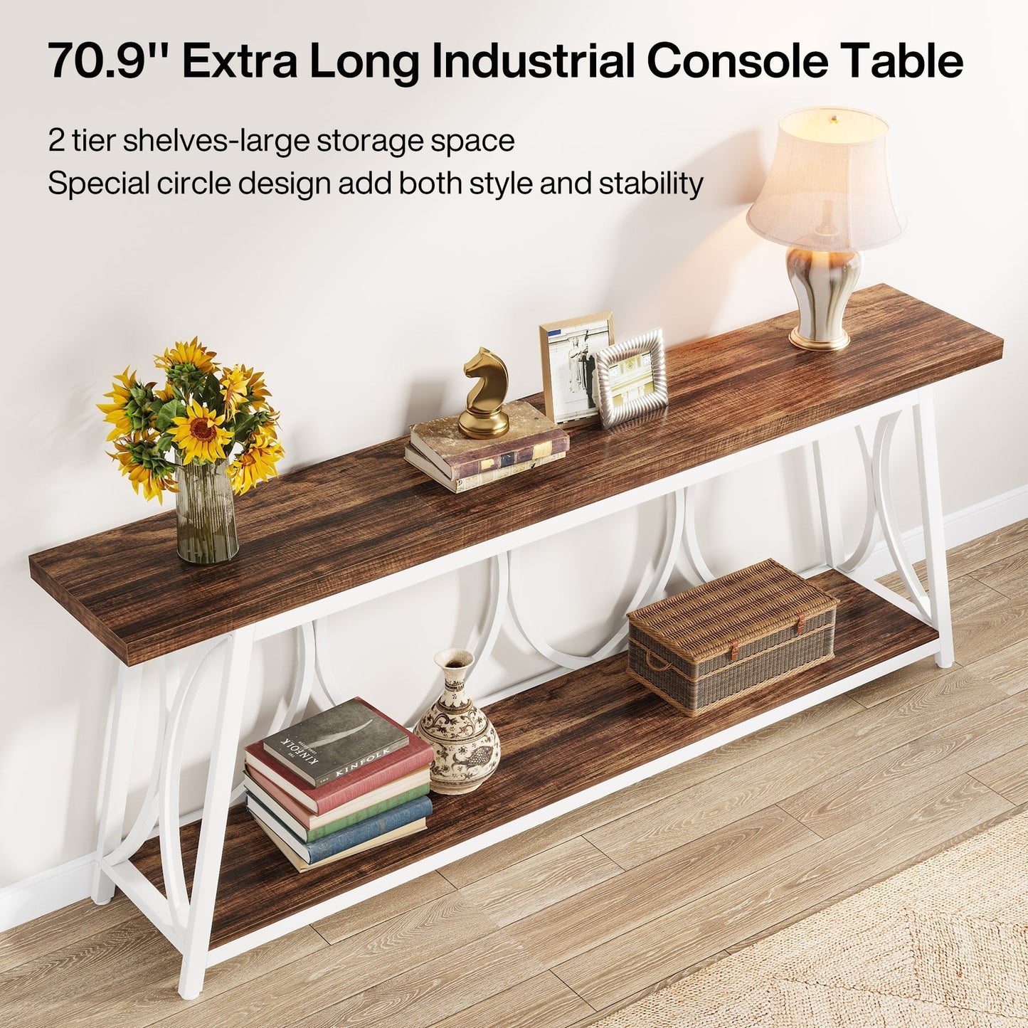 Table console extra longue de 70,9 pouces, table d'appoint pour salon