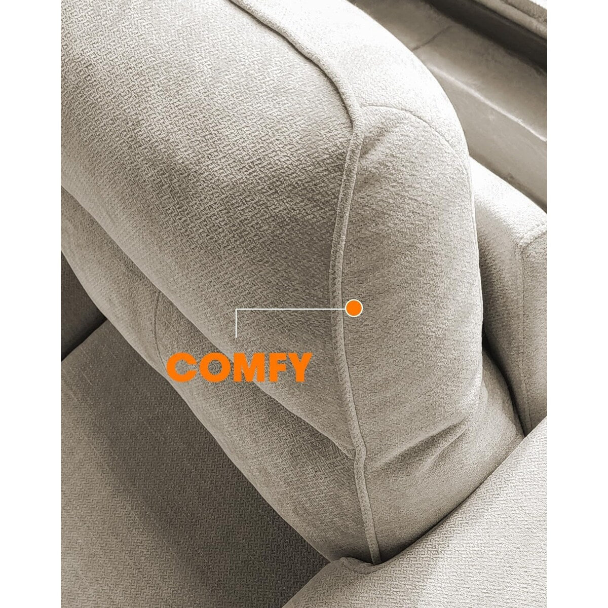 Canapé 2 places en chenille 71,25 po – Assise profonde avec coussins 8 places, accoudoirs convertibles et housse amovible