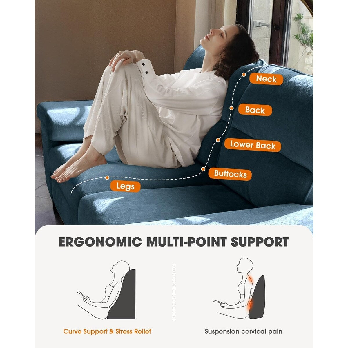 Canapé 2 places en chenille 71,25 po – Assise profonde avec coussins 8 places, accoudoirs convertibles et housse amovible