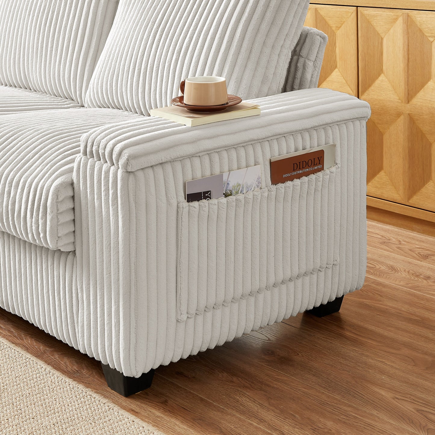 Canapé causeuse en tissu 71 avec accoudoirs carrés et port USB pour le salon