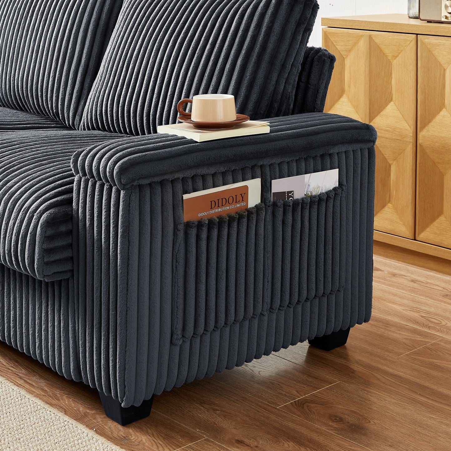 Canapé causeuse en tissu 71 avec accoudoirs carrés et port USB pour le salon