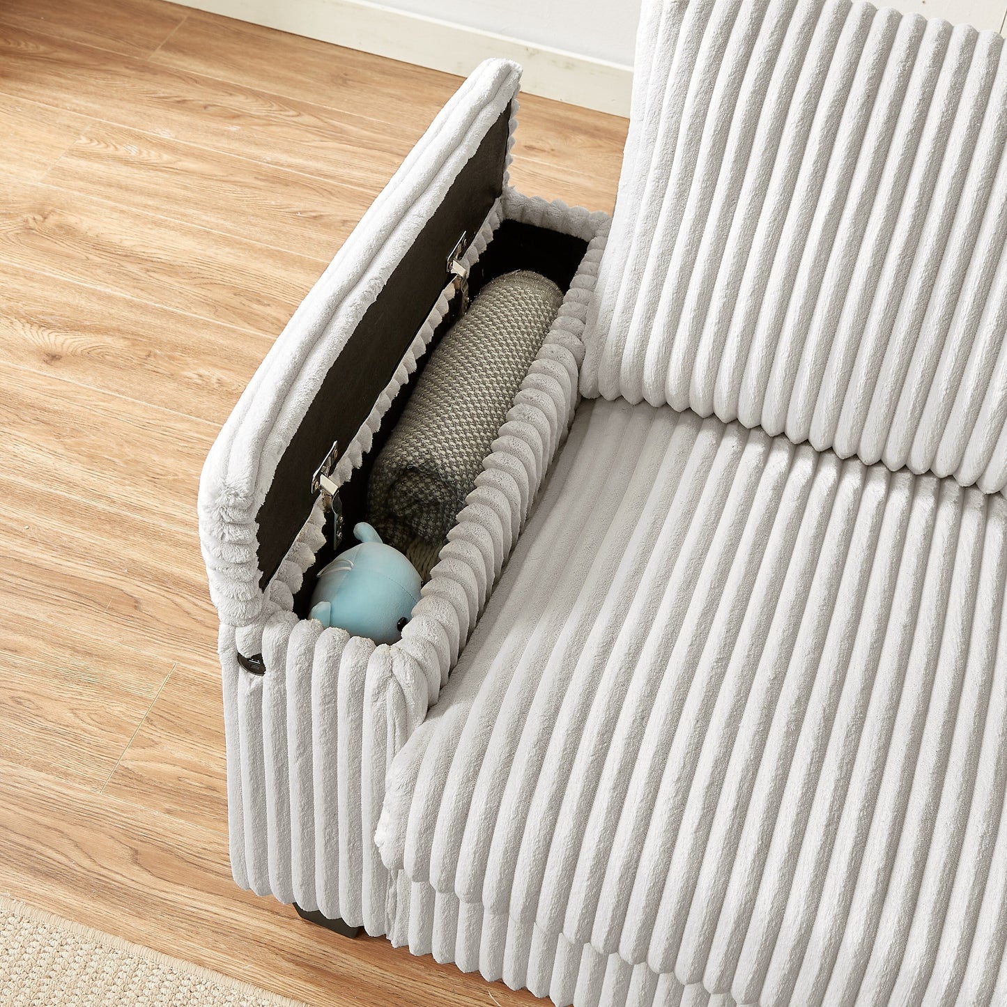 Canapé causeuse en tissu 71 avec accoudoirs carrés et port USB pour le salon