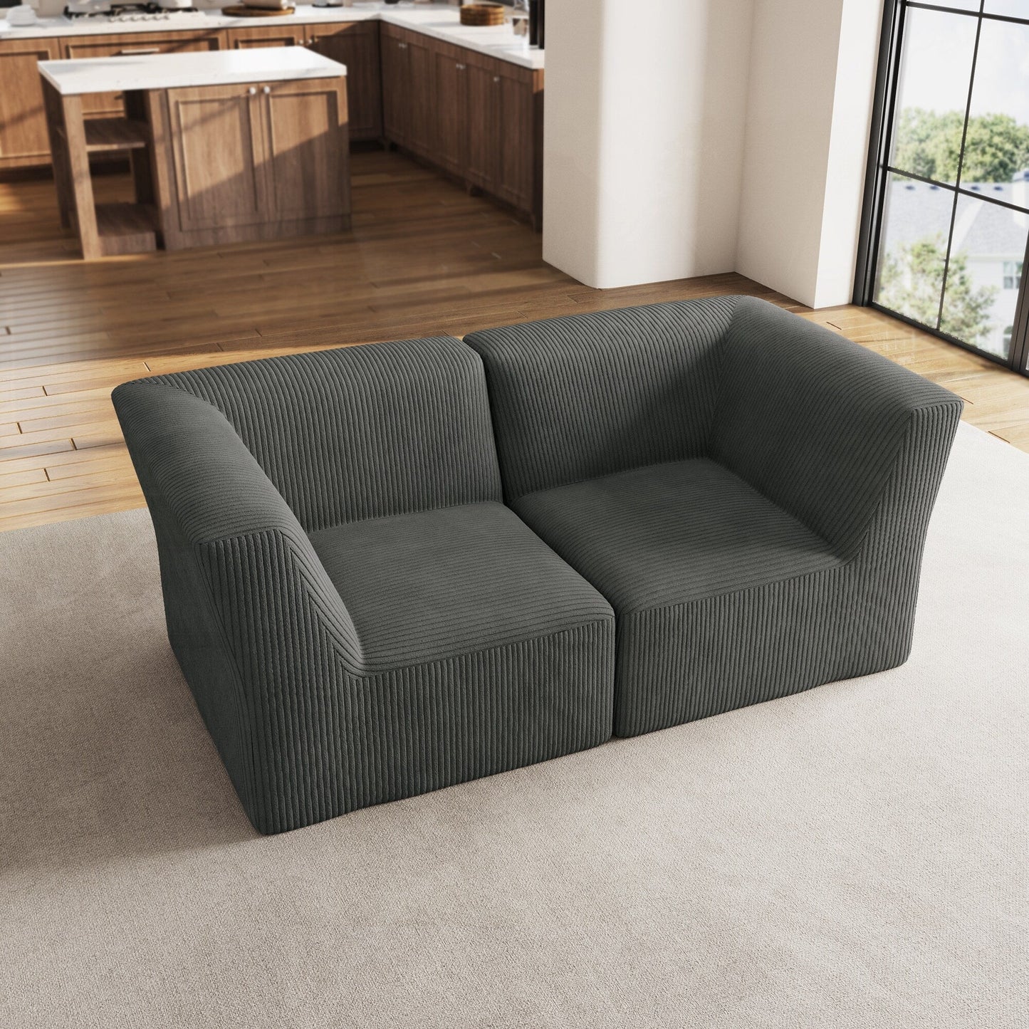 Canapé sectionnel modulaire en velours côtelé 71 W entièrement moulé en éponge