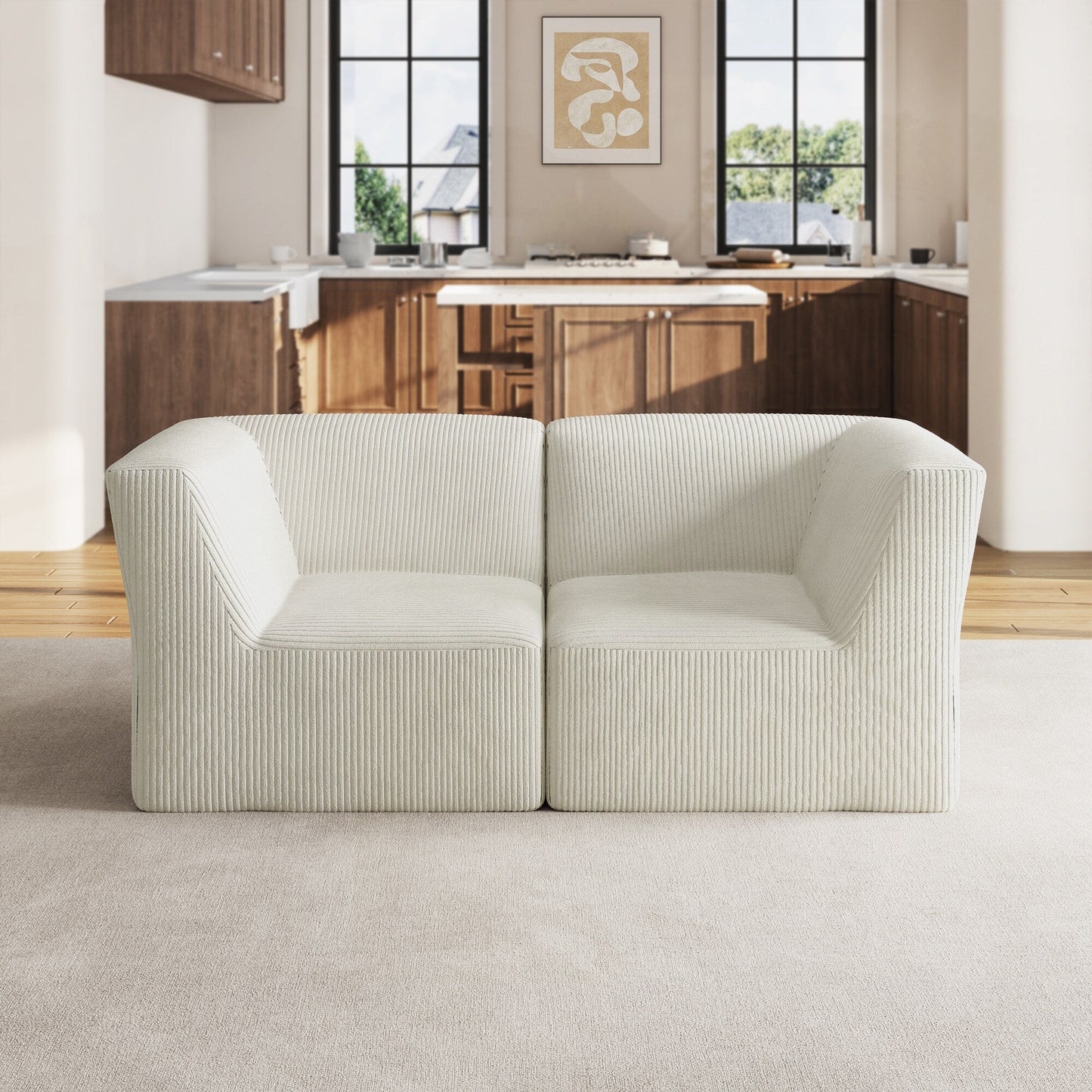 Canapé sectionnel modulaire en velours côtelé 71 W entièrement moulé en éponge