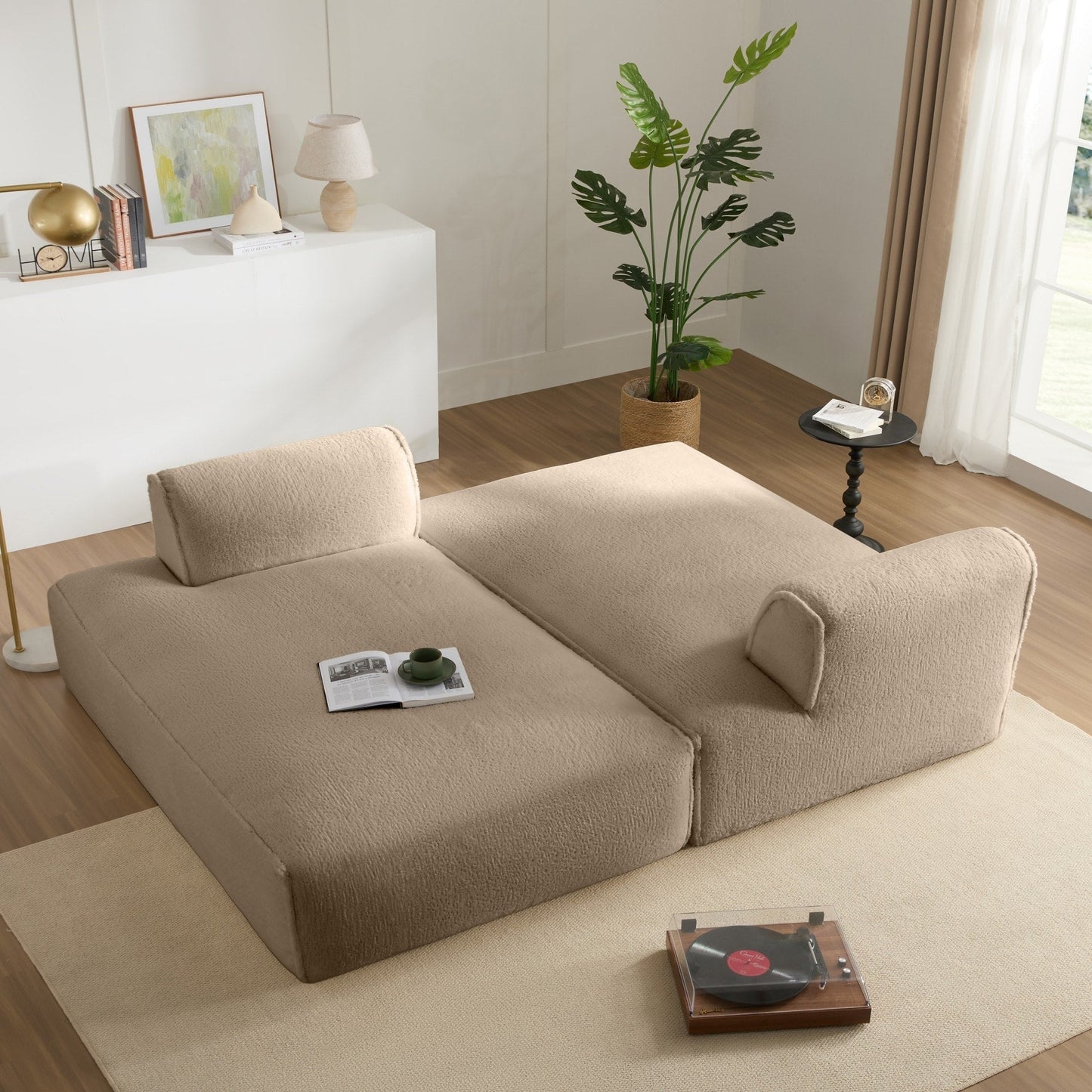 Canapé-lit modulaire surdimensionné de 72 pouces, spacieux et rempli de mousse compressée