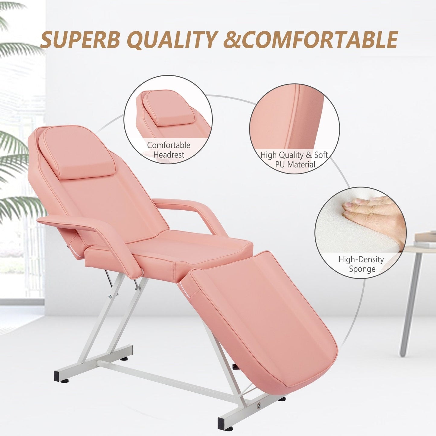 Chaise de massage réglable pour salon de beauté, spa, tatouage, avec tabouret