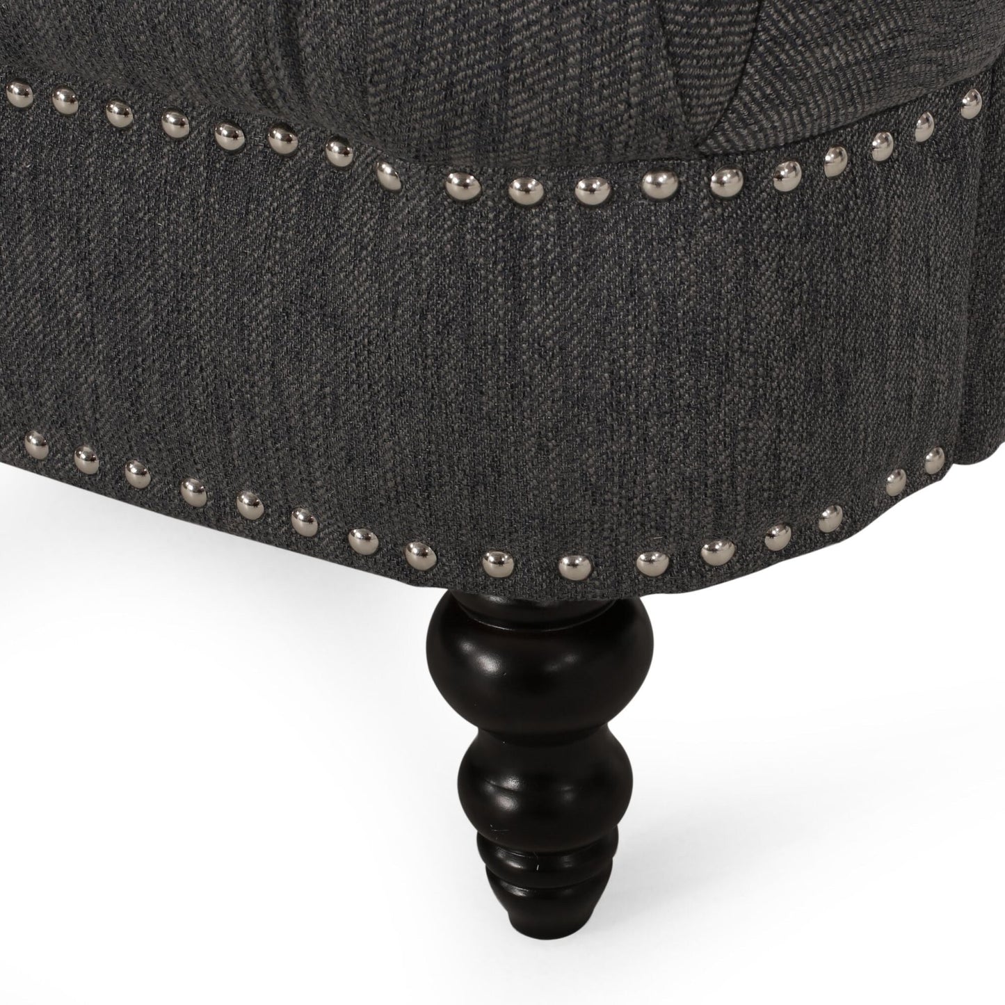 Canapé 3 places en tissu de 74 pouces avec détails rivetés, revêtement en tissu durable et sièges spacieux pour le salon