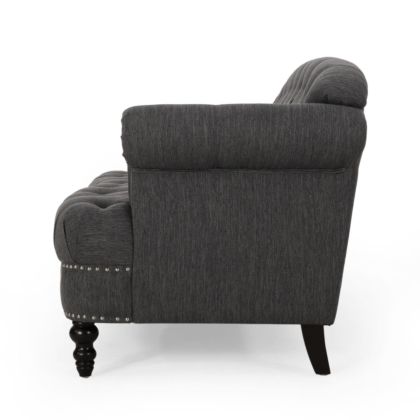 Canapé 3 places en tissu de 74 pouces avec détails rivetés, revêtement en tissu durable et sièges spacieux pour le salon