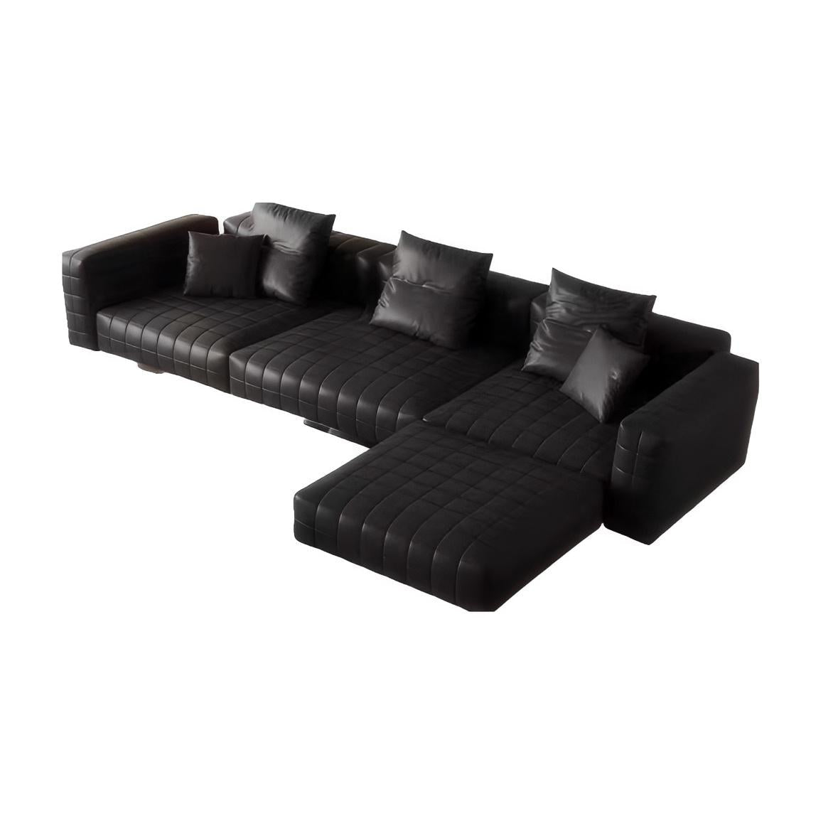 Canapé Matrix en cuir pleine fleur avec pouf