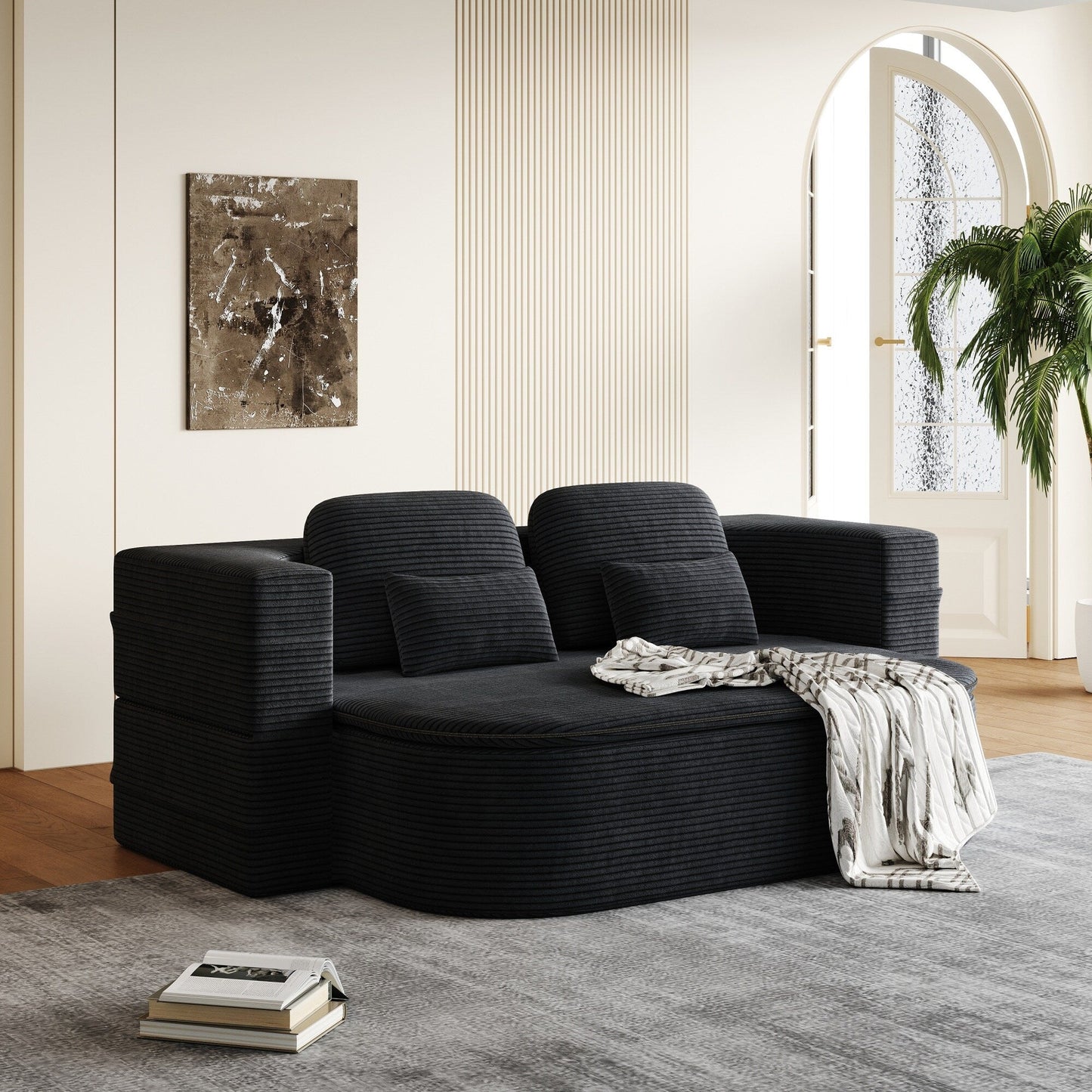 Canapé-lit convertible pliable 2 en 1 de 75 pouces en mousse avec couverture multifonctionnelle