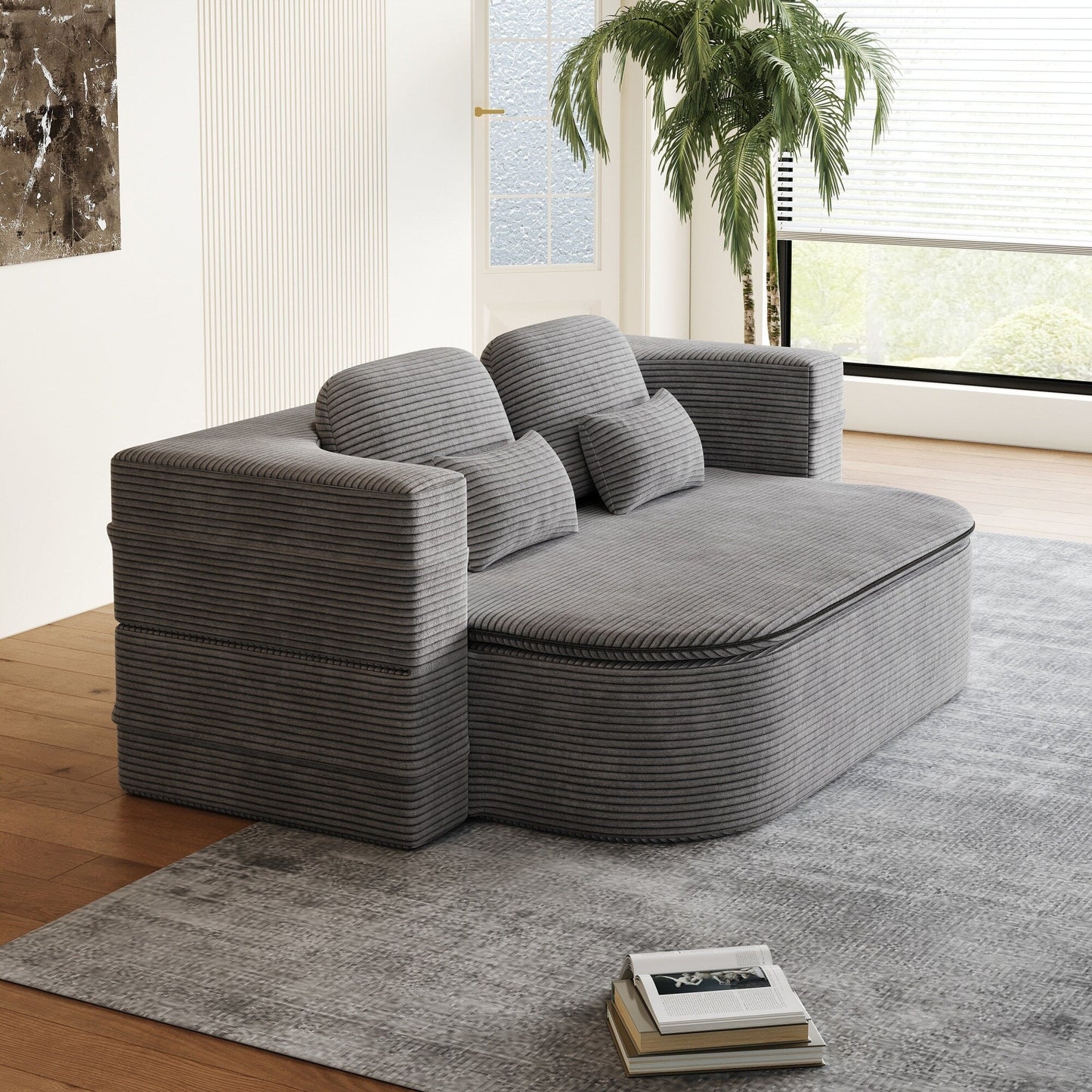 Canapé-lit convertible pliable 2 en 1 de 75 pouces en mousse avec couverture multifonctionnelle