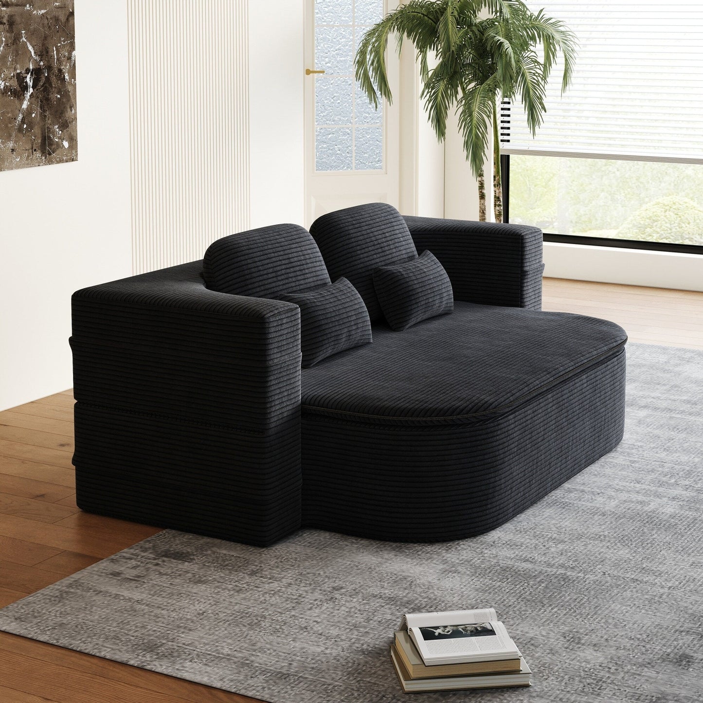 Canapé-lit convertible pliable 2 en 1 de 75 pouces en mousse avec couverture multifonctionnelle
