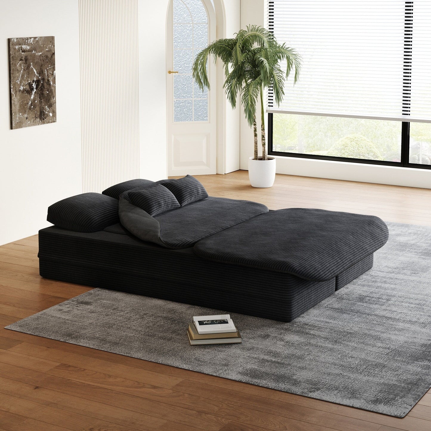 Canapé-lit convertible pliable 2 en 1 de 75 pouces en mousse avec couverture multifonctionnelle