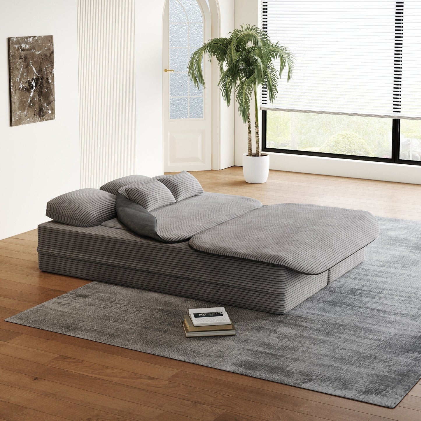 Canapé-lit convertible pliable 2 en 1 de 75 pouces en mousse avec couverture multifonctionnelle