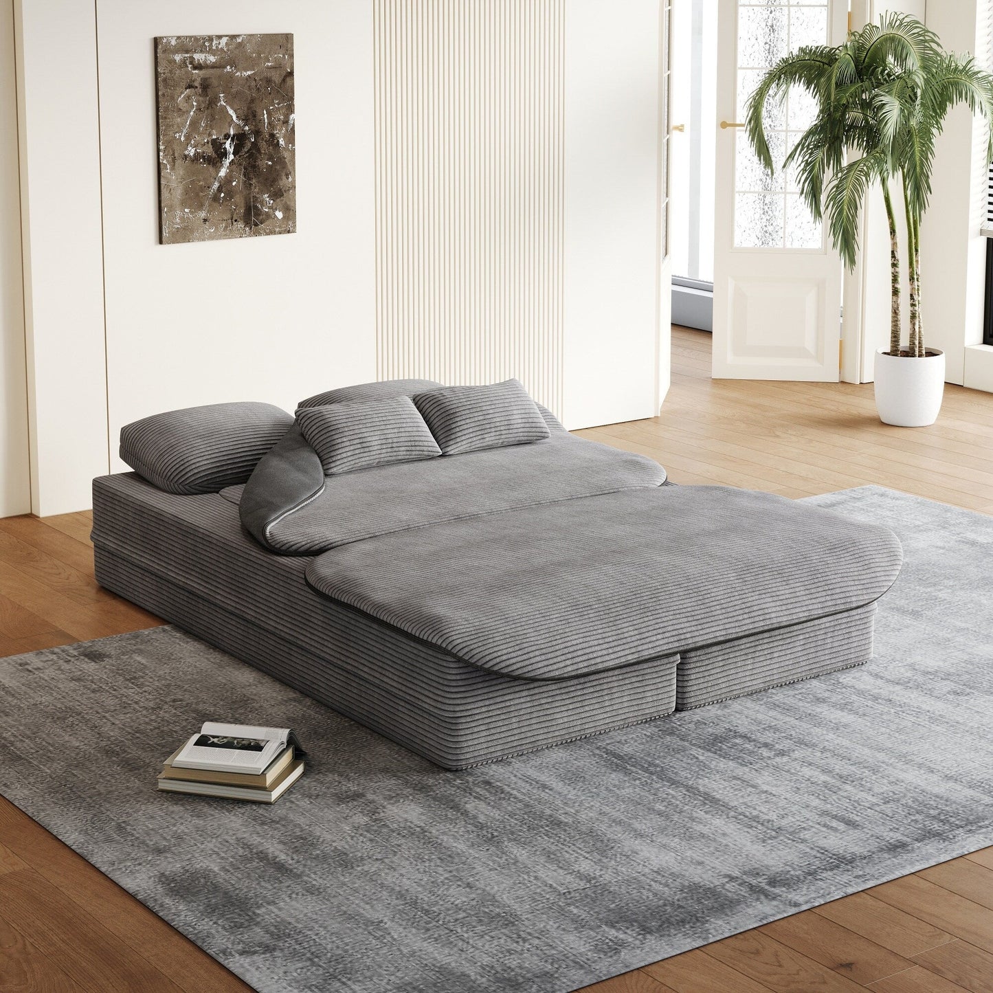 Canapé-lit convertible pliable 2 en 1 de 75 pouces en mousse avec couverture multifonctionnelle
