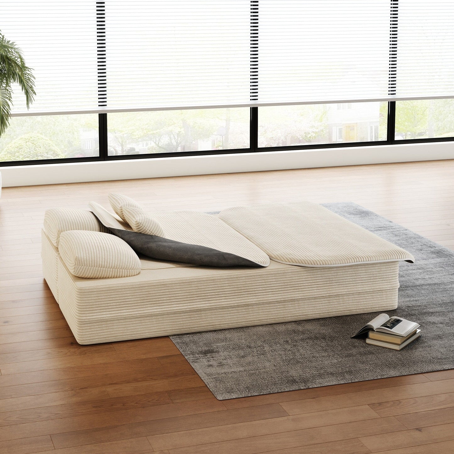 Canapé-lit convertible pliable 2 en 1 de 75 pouces en mousse avec couverture multifonctionnelle