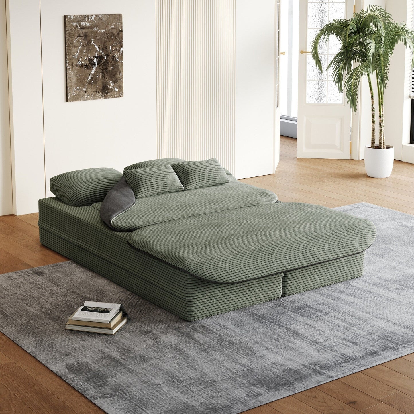 Canapé-lit convertible pliable 2 en 1 de 75 pouces en mousse avec couverture multifonctionnelle