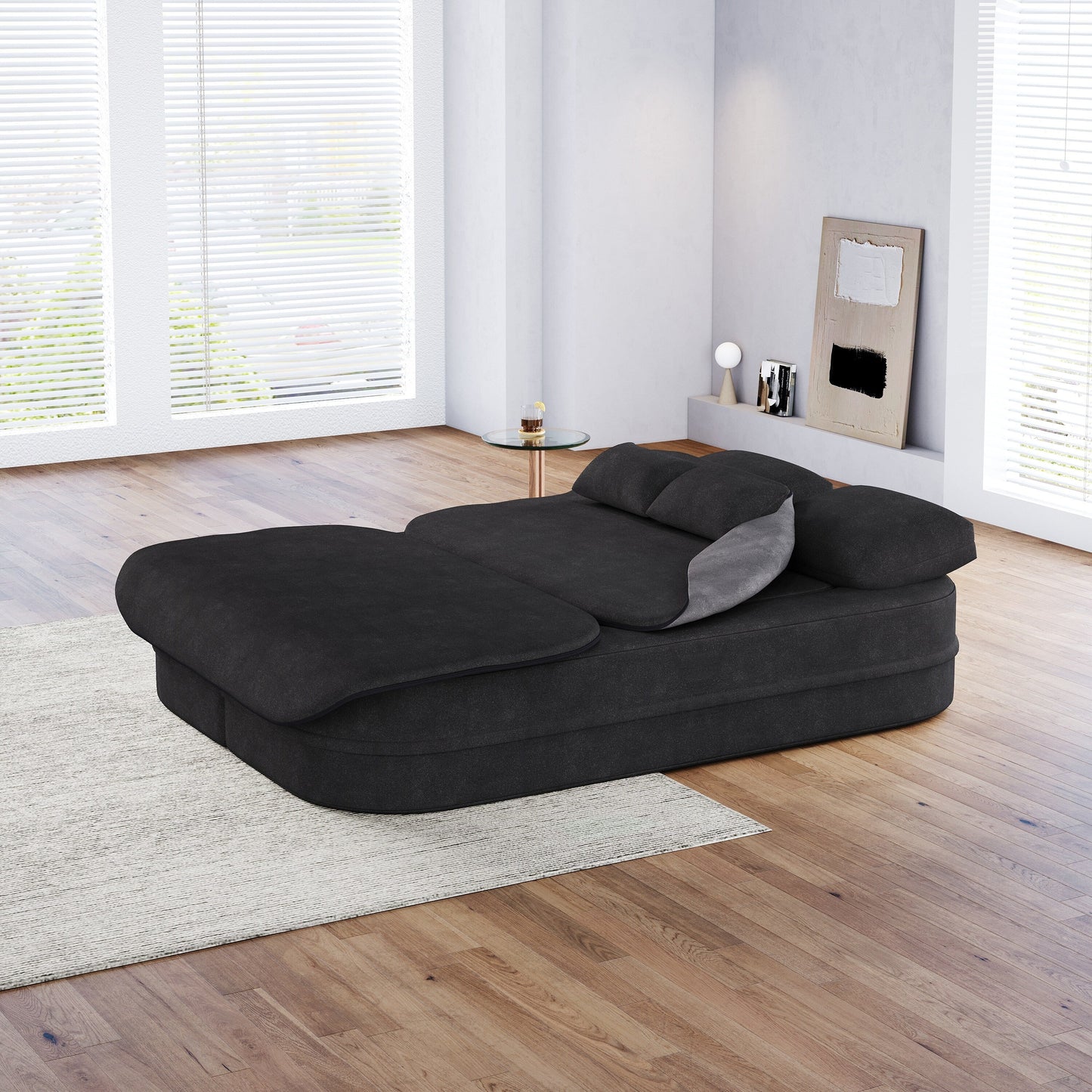 Canapé-lit pliable 2 en 1 75'', convertible en mousse chenille, avec couverture multifonctionnelle, canapé de salon