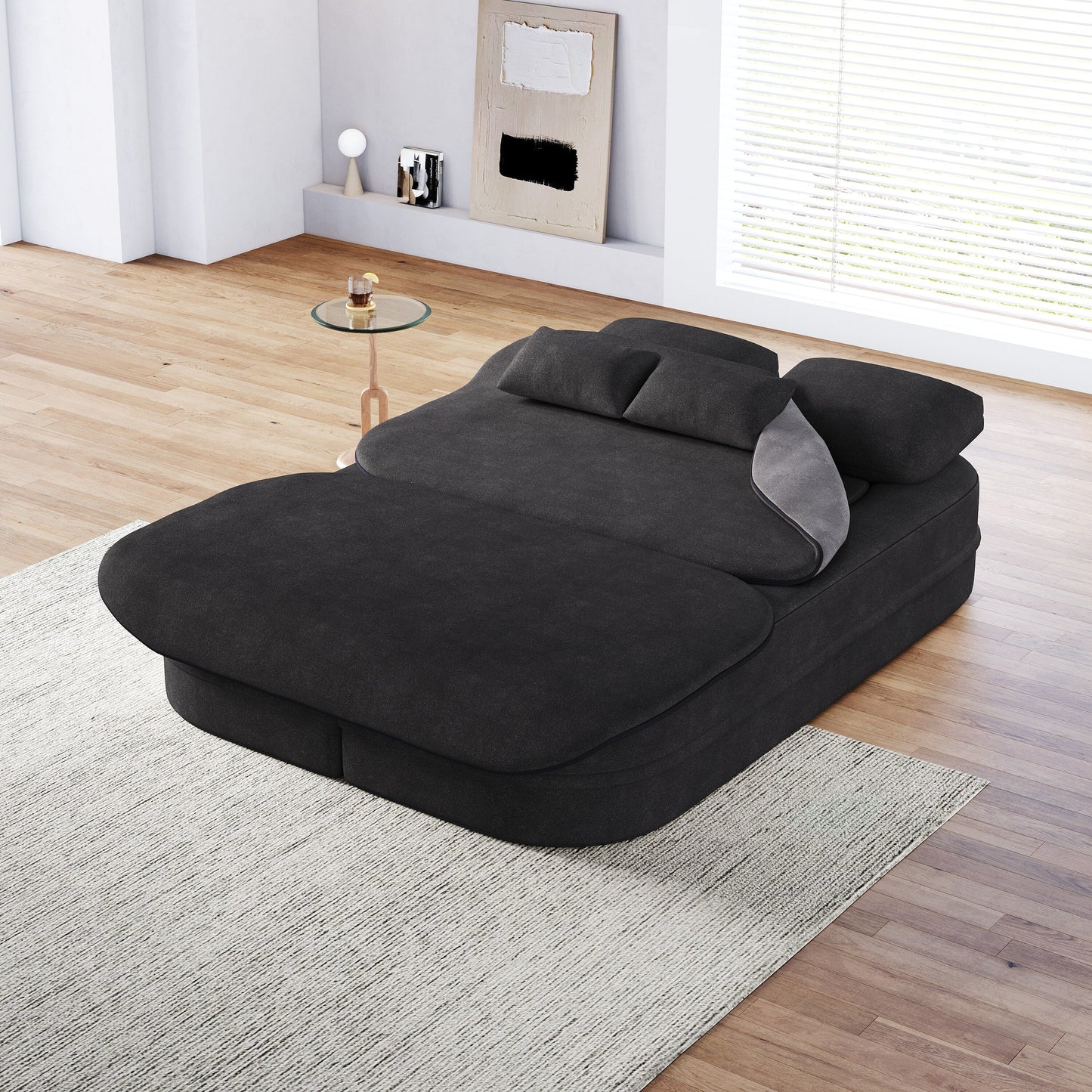 Canapé-lit pliable 2 en 1 75'', convertible en mousse chenille, avec couverture multifonctionnelle, canapé de salon