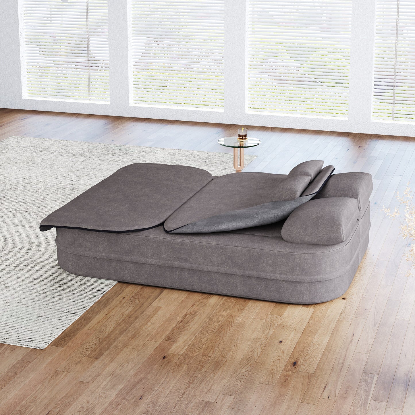 Canapé-lit pliable 2 en 1 75'', convertible en mousse chenille, avec couverture multifonctionnelle, canapé de salon