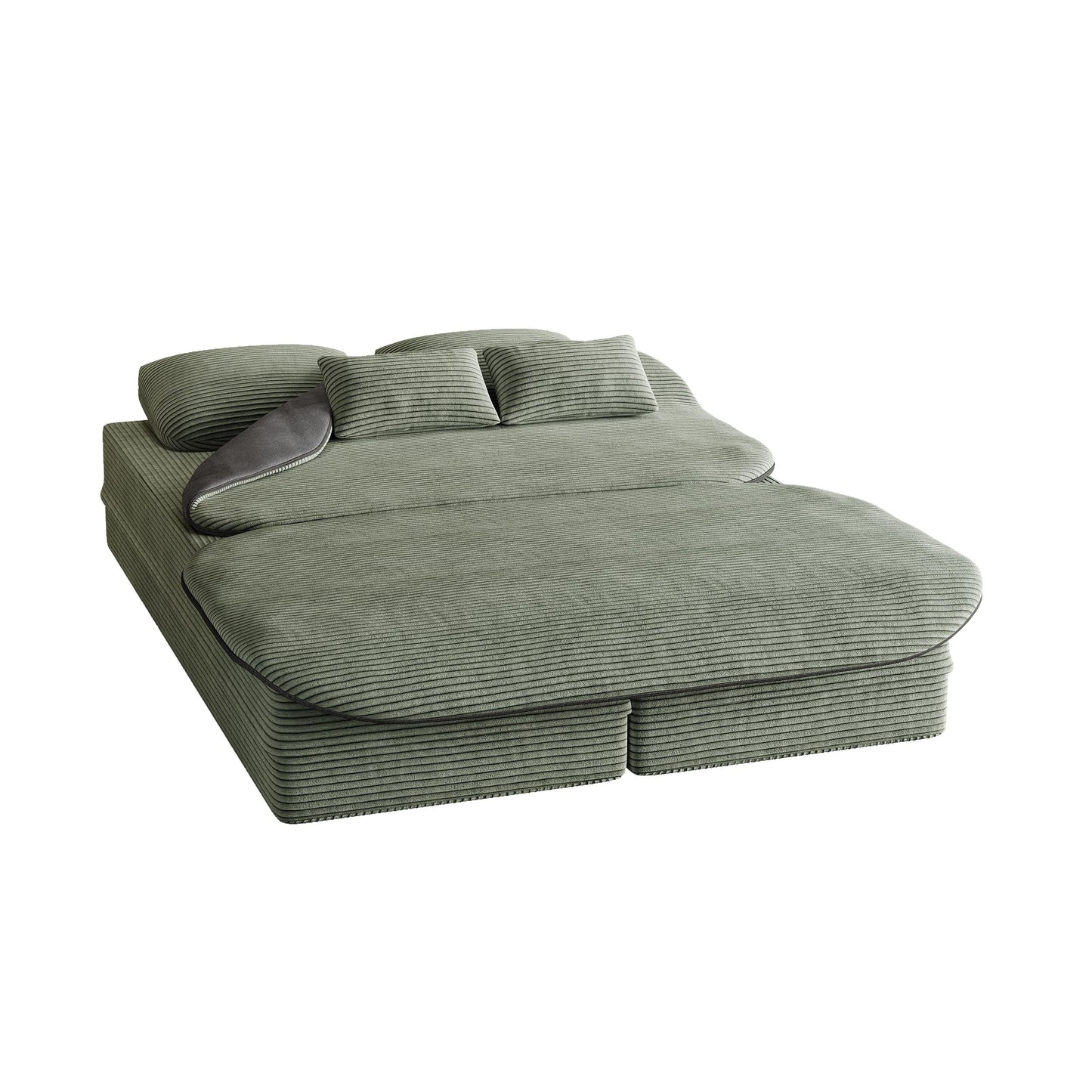 Canapé-lit pliable 2 en 1 de 75 pouces, convertible en mousse avec couverture multifonctionnelle, canapé-lit de sol