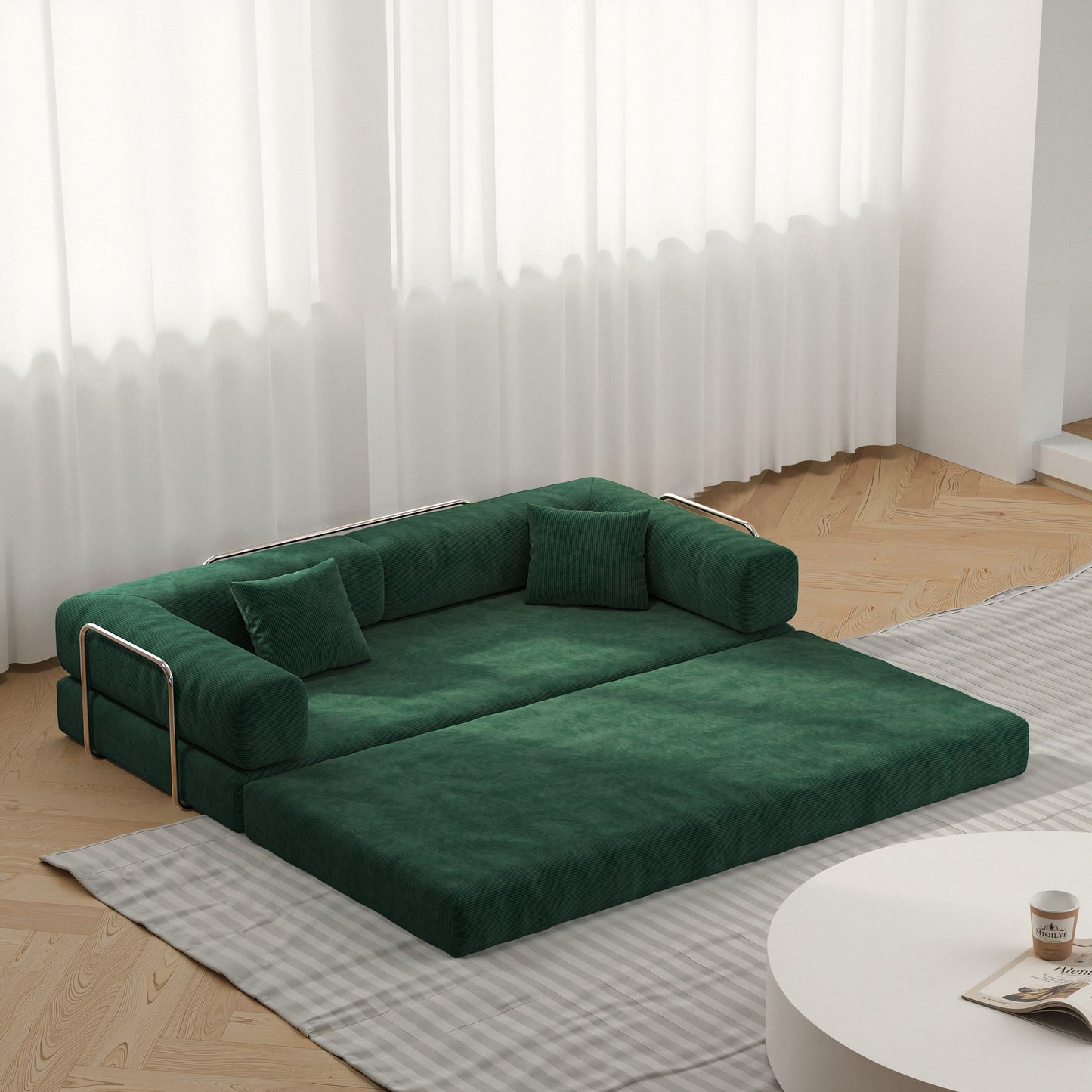Canapé sectionnel modulaire de 78,8 pouces, canapé convertible en bloc de pudding, canapé-lit sur pied avec accoudoirs, canapé-lit confortable
