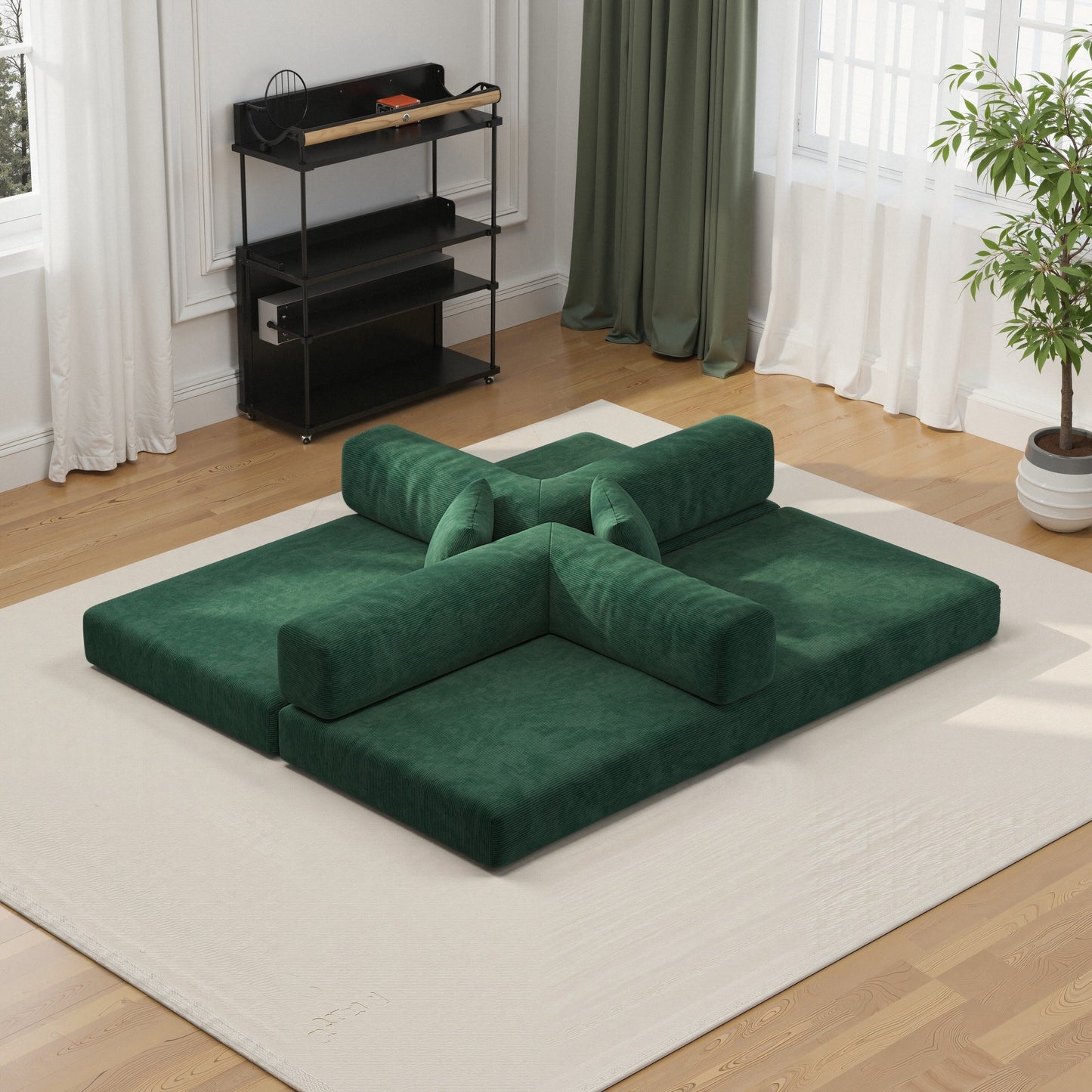 Canapé sectionnel modulaire de 78,8 pouces, canapé convertible en bloc de pudding, canapé-lit sur pied avec accoudoirs, canapé-lit confortable