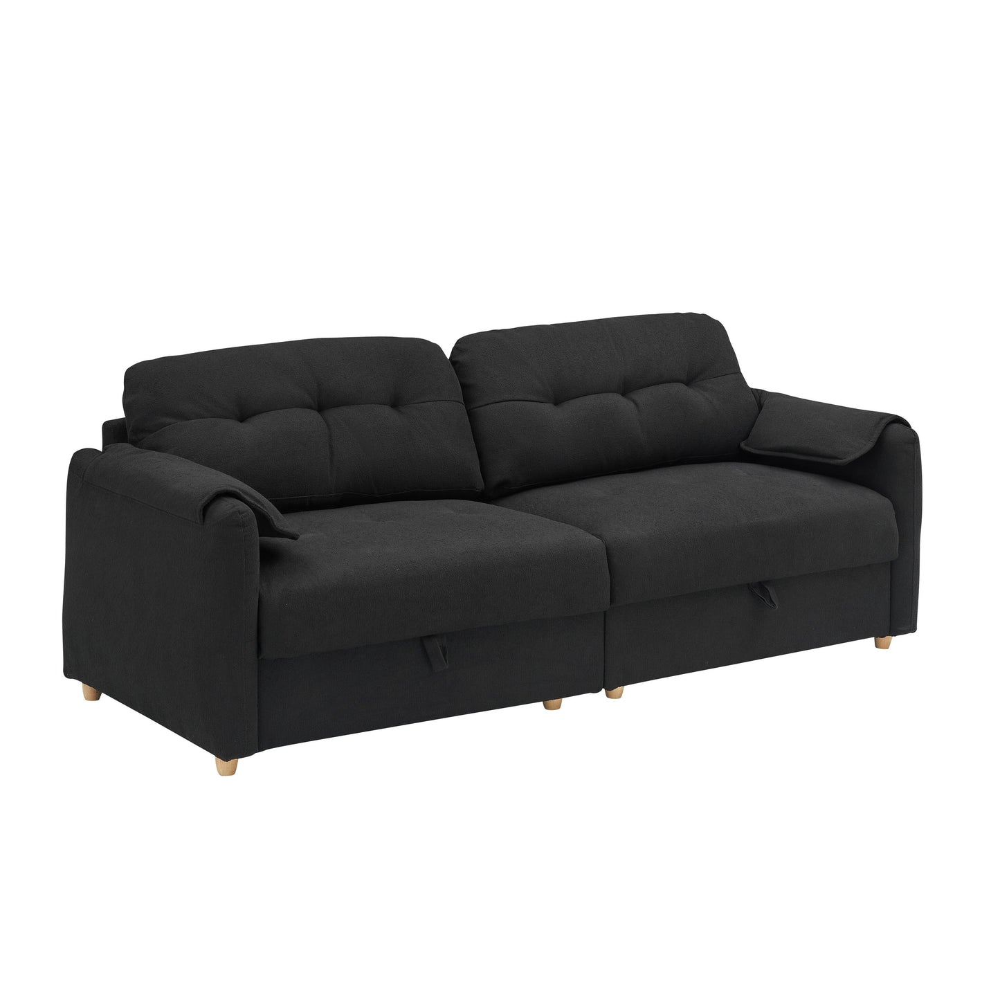 Tissu de canapé en coton et lin Teddy de 79,50 pouces de long, avec pieds longs coniques en métal, bande métallique assortie, élégant et simple