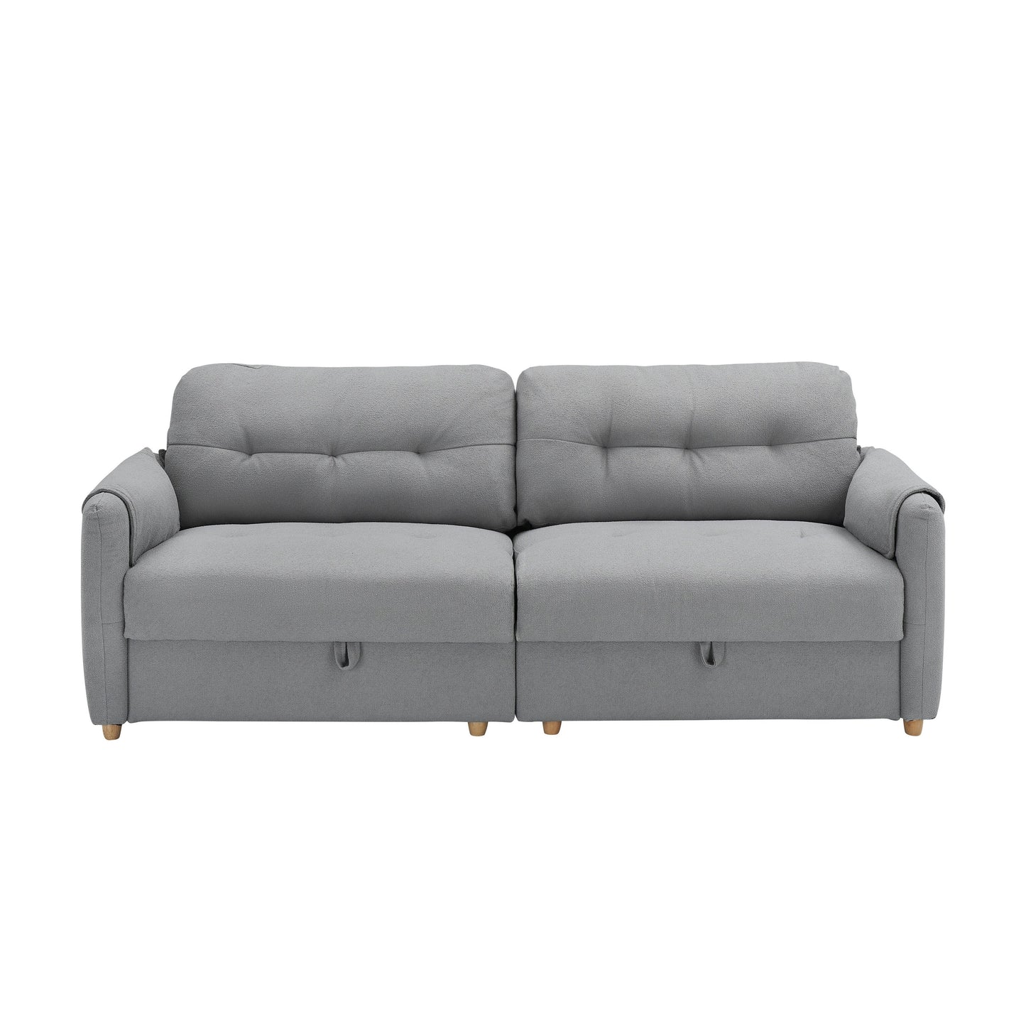 Tissu de canapé en coton et lin Teddy de 79,50 pouces de long, avec pieds longs coniques en métal, bande métallique assortie, élégant et simple