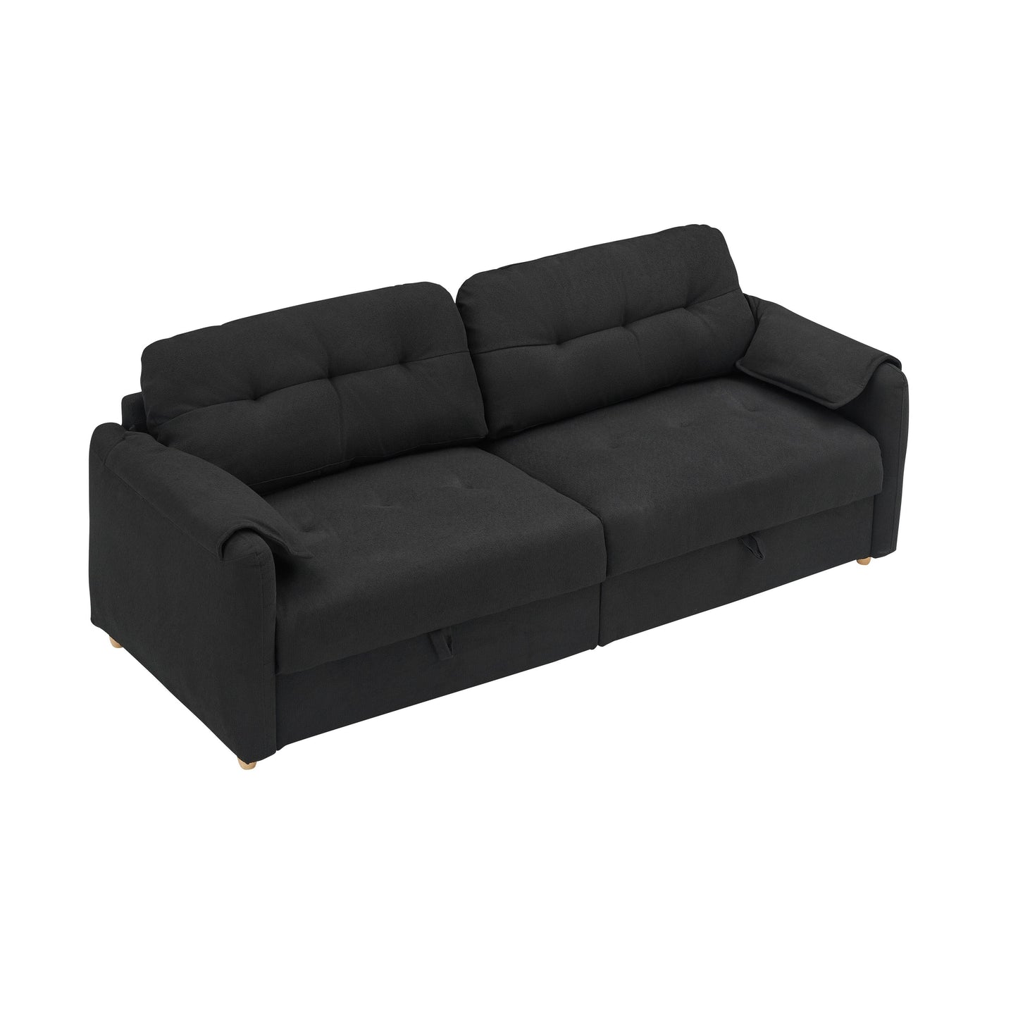 Tissu de canapé en coton et lin Teddy de 79,50 pouces de long, avec pieds longs coniques en métal, bande métallique assortie, élégant et simple