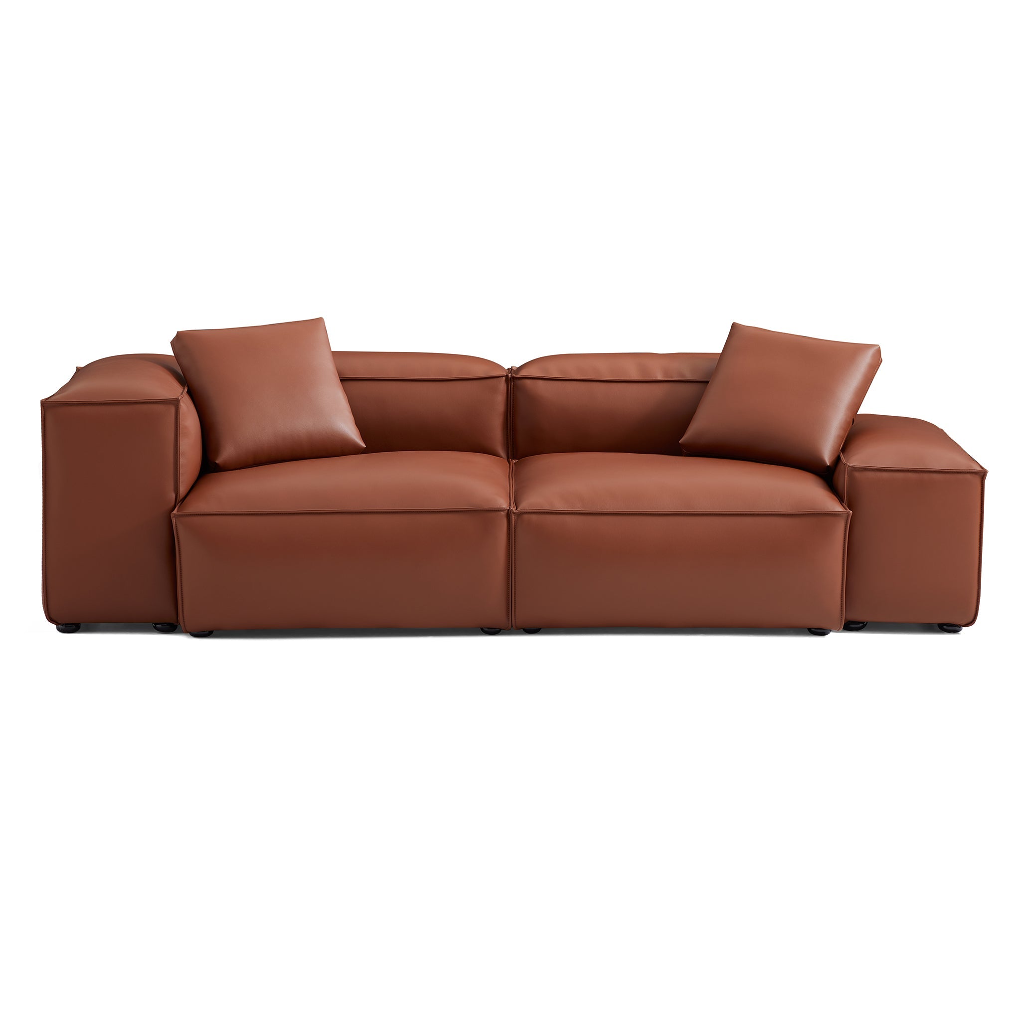 Cube Modular Black Genuine Leather Sofa