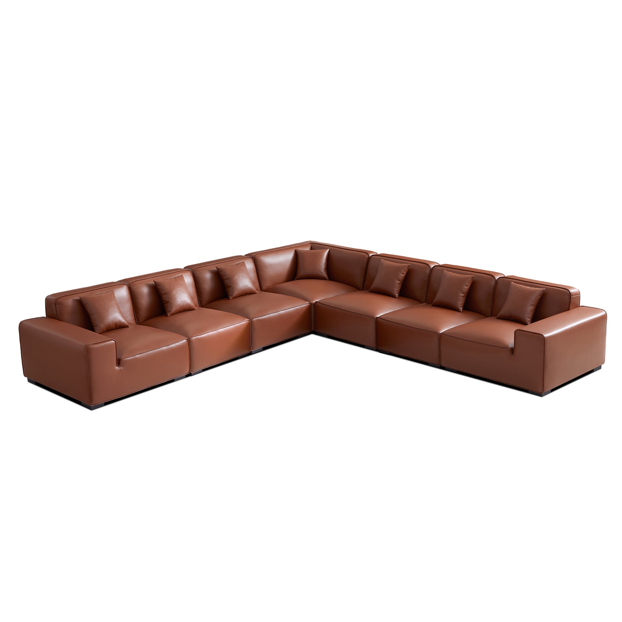 Domus Modular Brown Leather L-Shaped Sectional