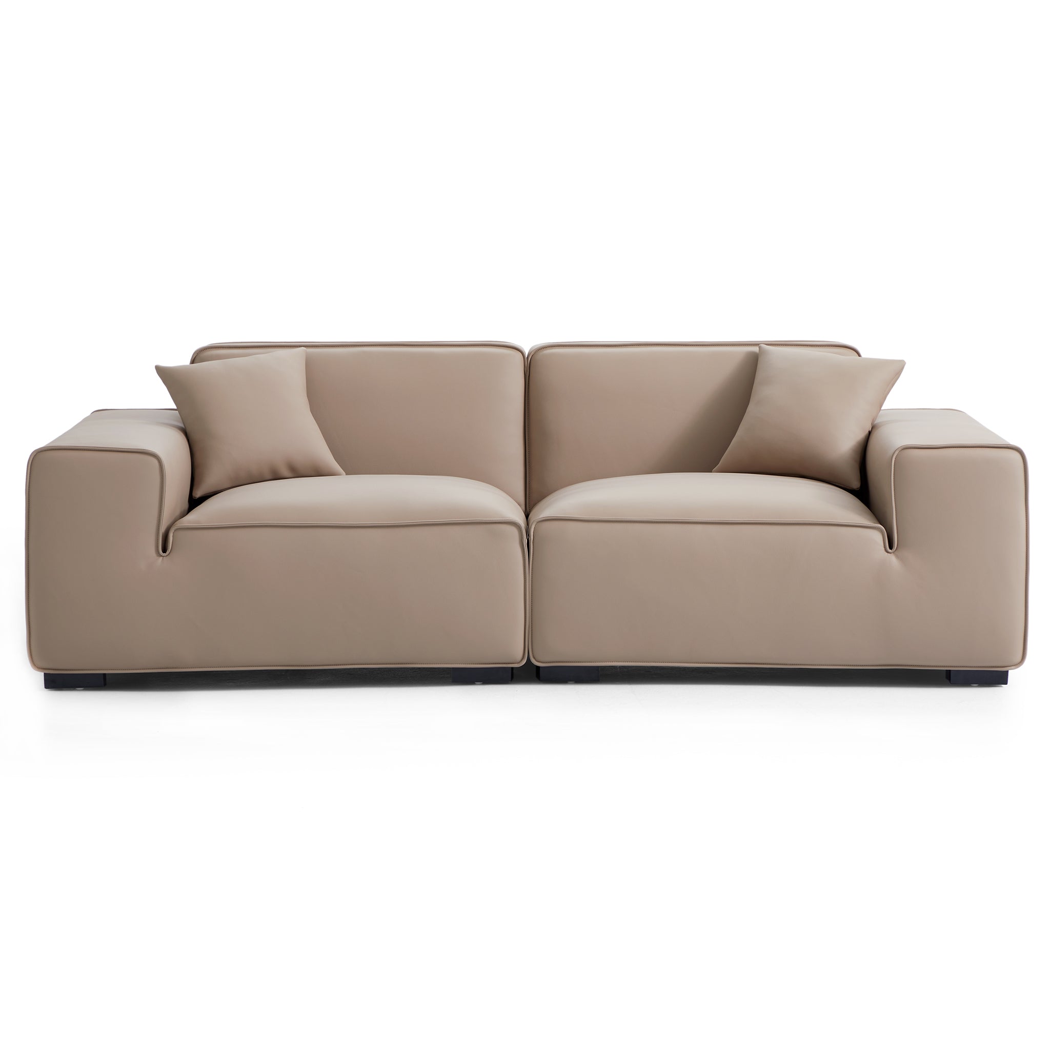 Domus Modular Black Leather Sofa