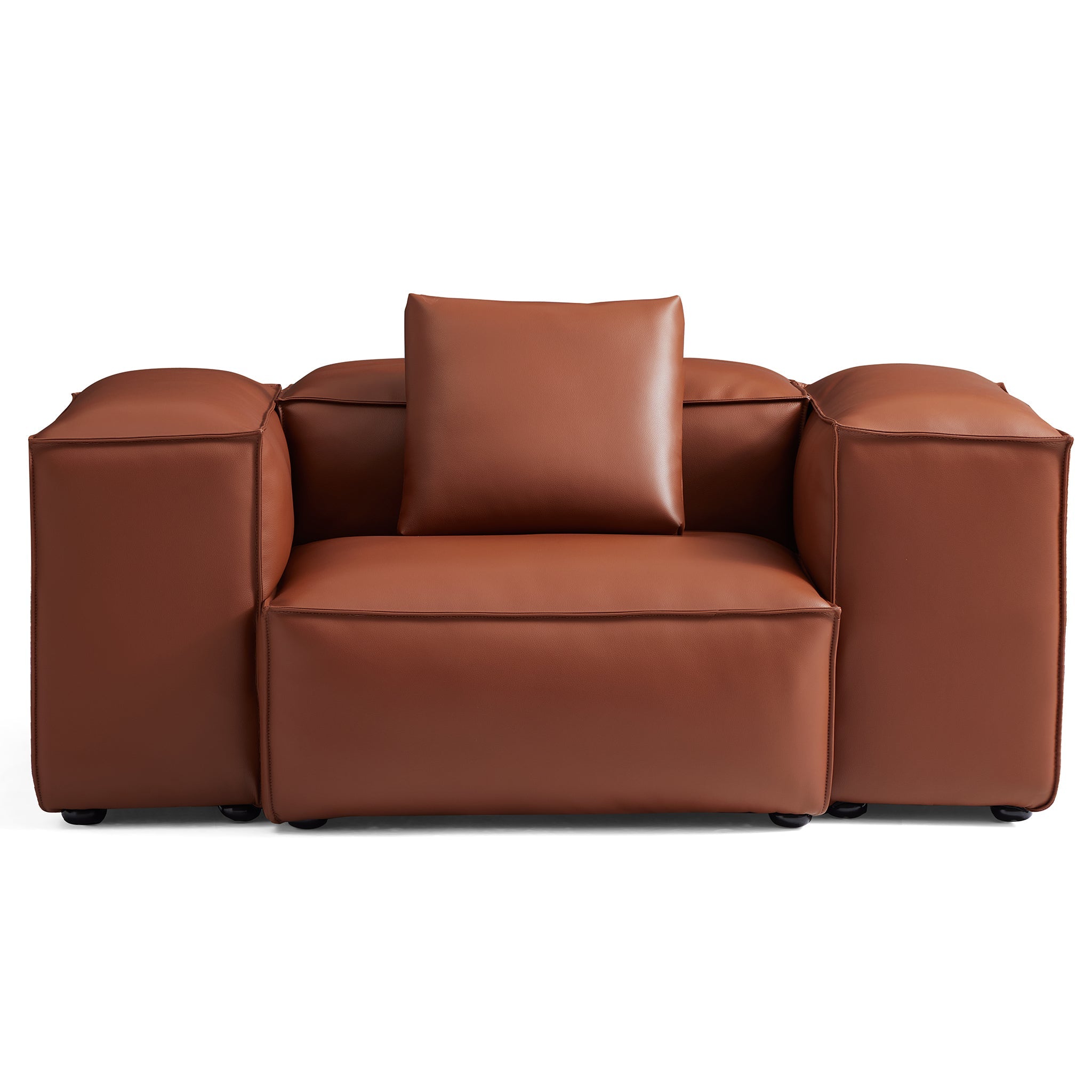 Cube Modular Beige Genuine Leather Armchair