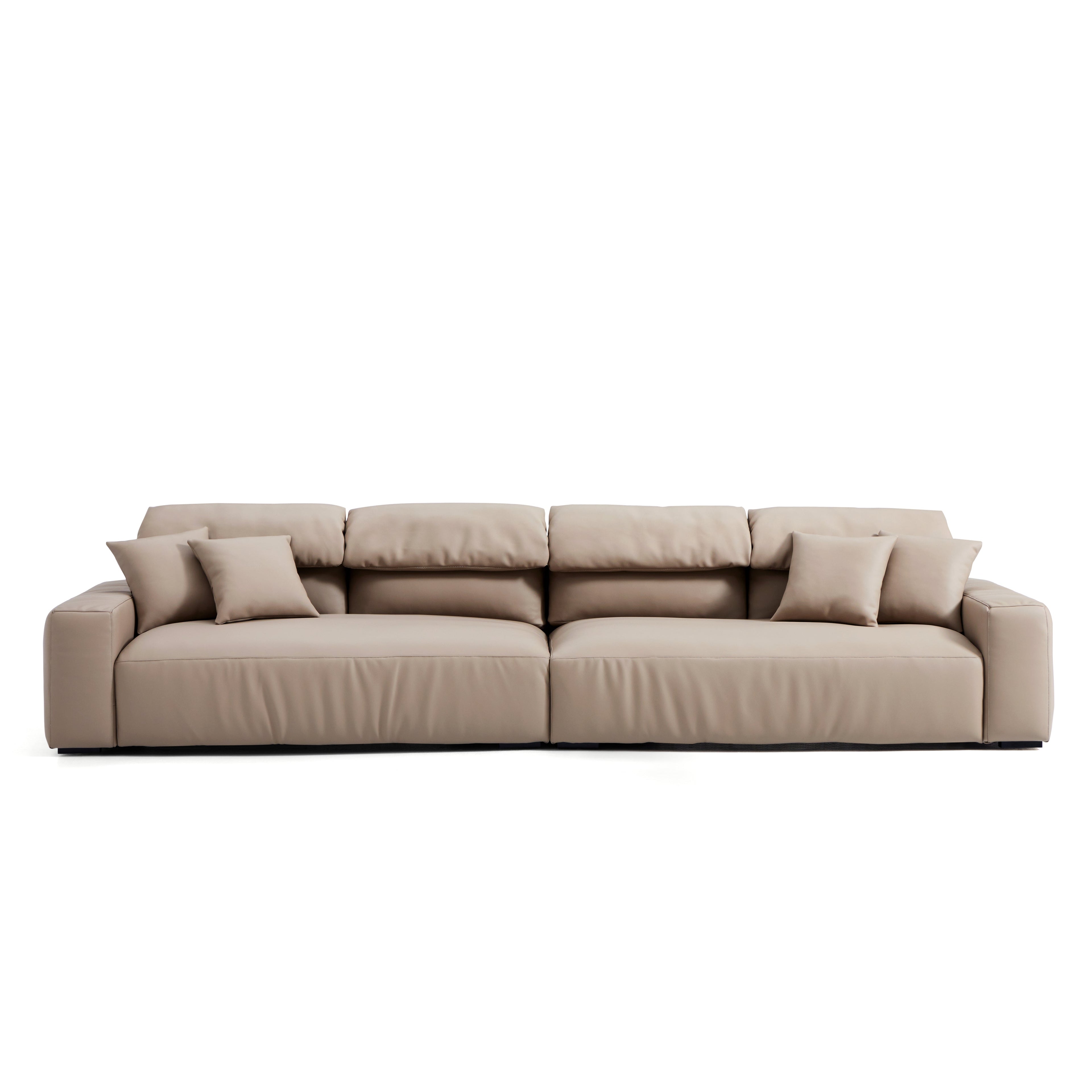 Chestnut Khaki Leather Sofa