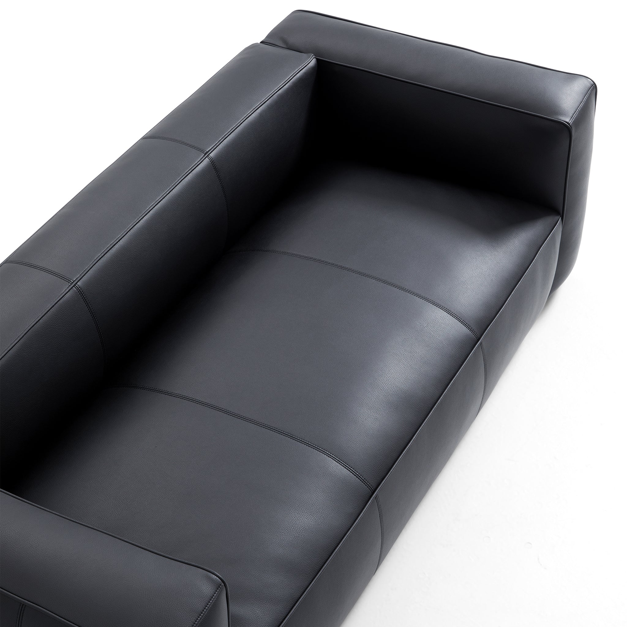 Brancaster Black Genuine Leather Tuxedo Sofa